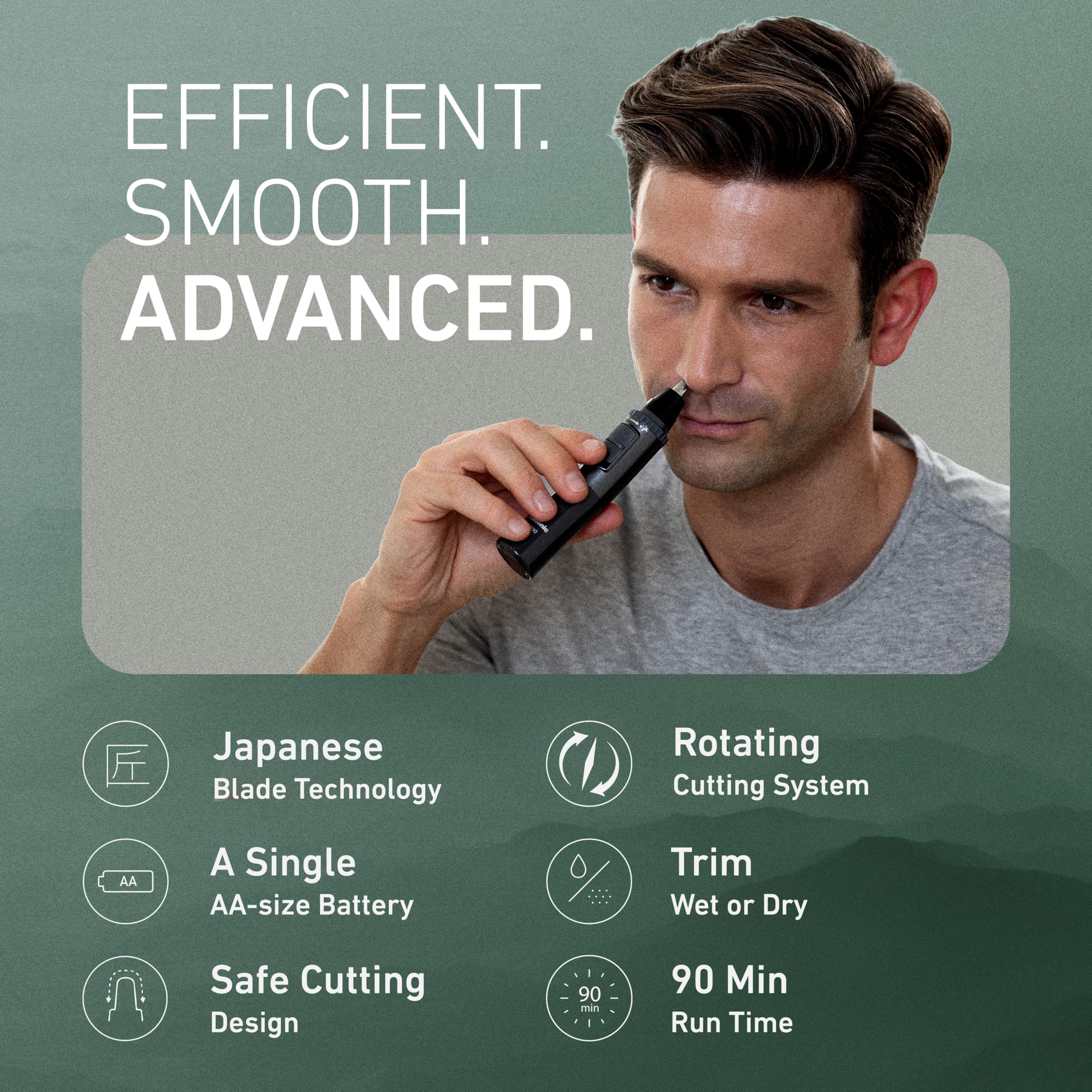 Panasonic closeup of dual-edge blades demonstrating precise hypoallergenic cutting