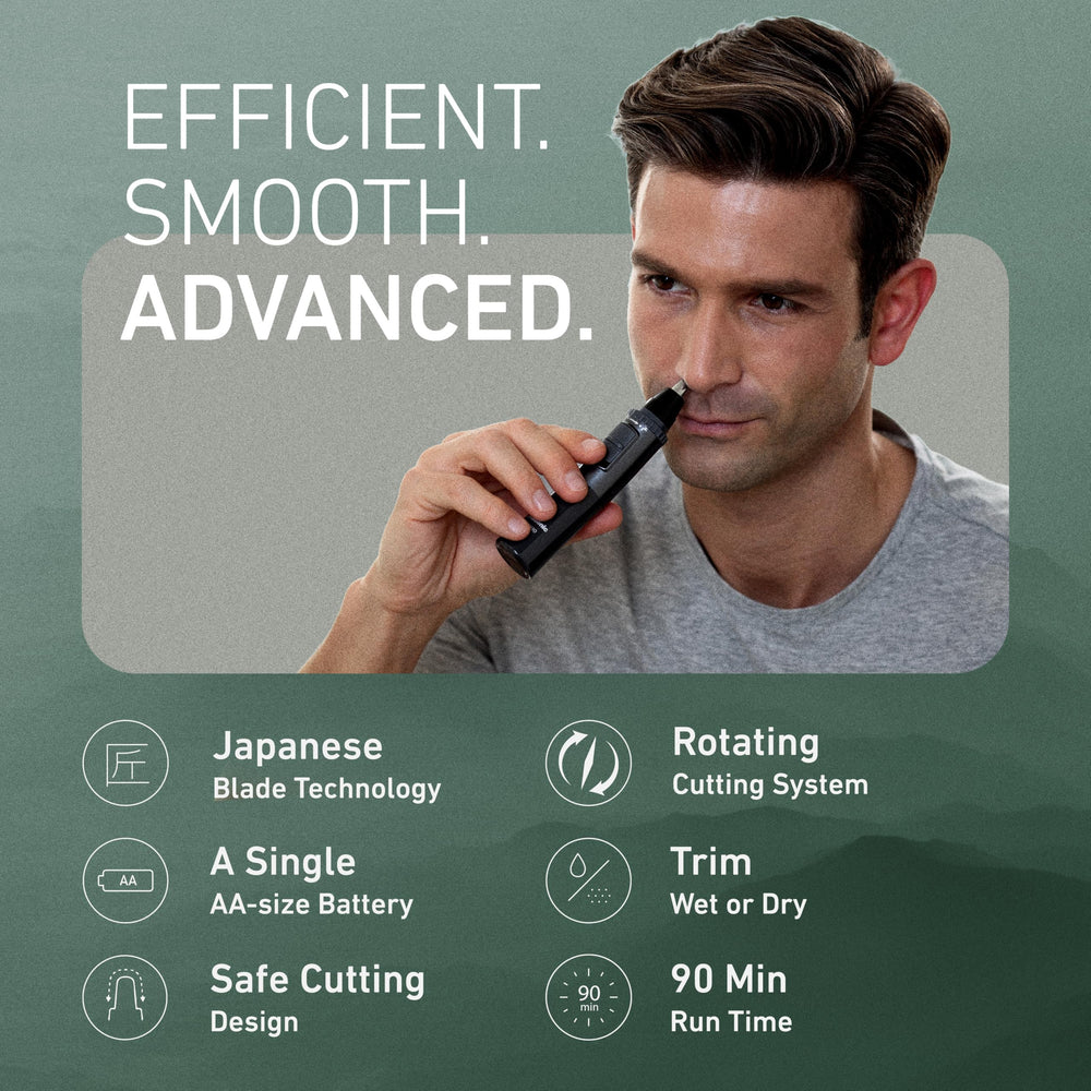 Panasonic closeup of dual-edge blades demonstrating precise hypoallergenic cutting