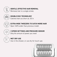 Panasonic gentle cap attached to epilator for softer, controlled hair removal on sensitive areas