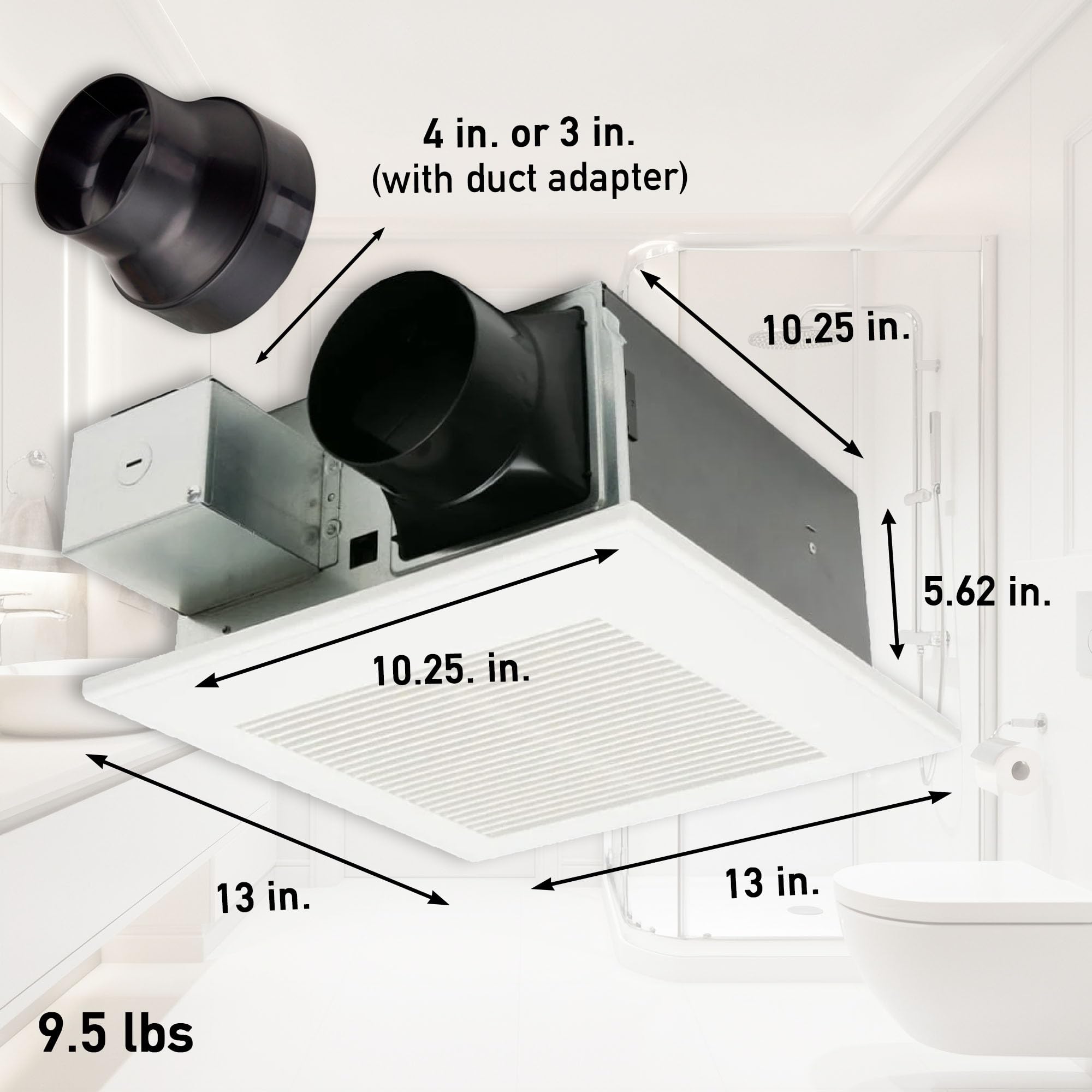 Panasonic FV-0511VF1 housing depth profile highlighting low-profile fit advantage