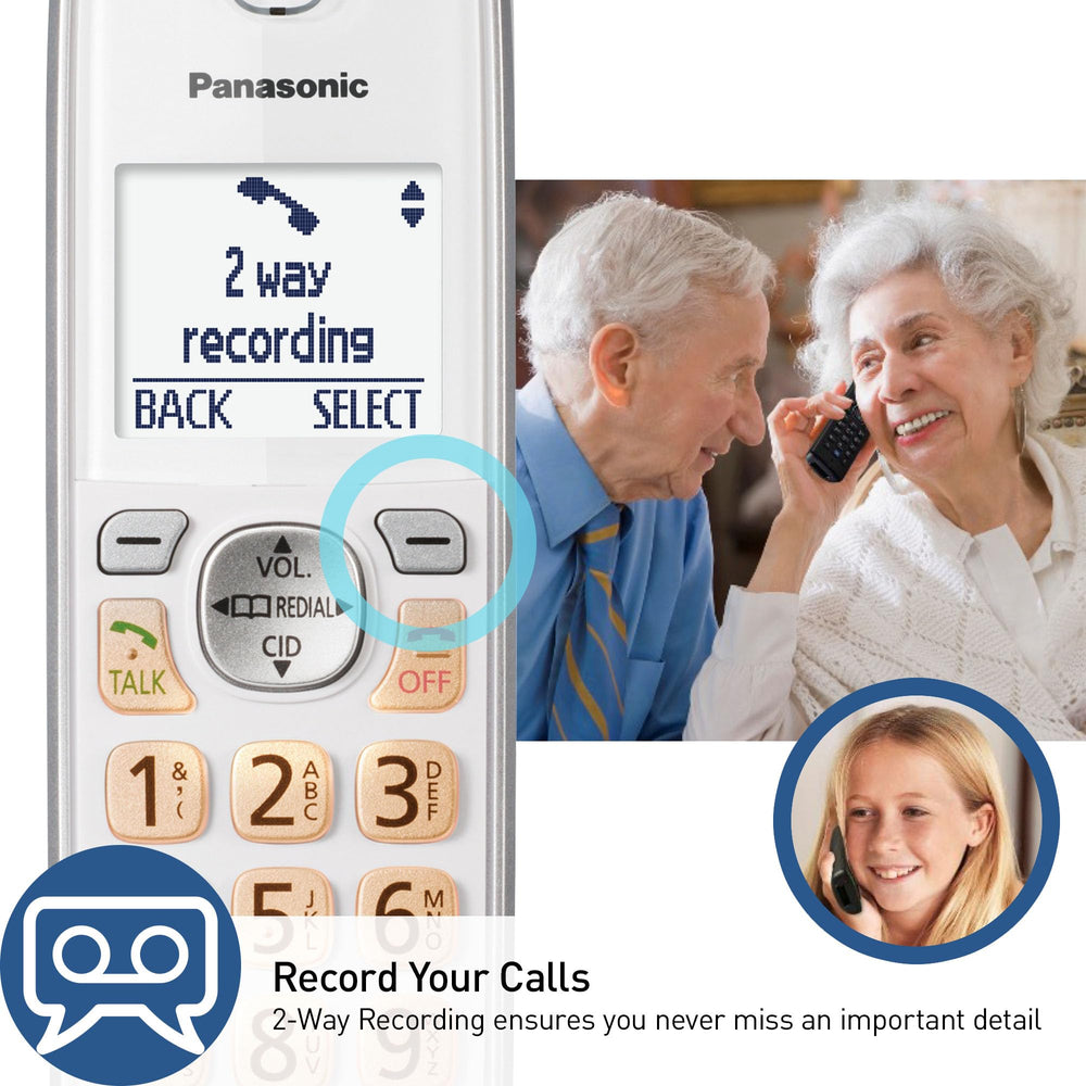 Panasonic handset hands-free use illustrating clear in-home mobile call audio