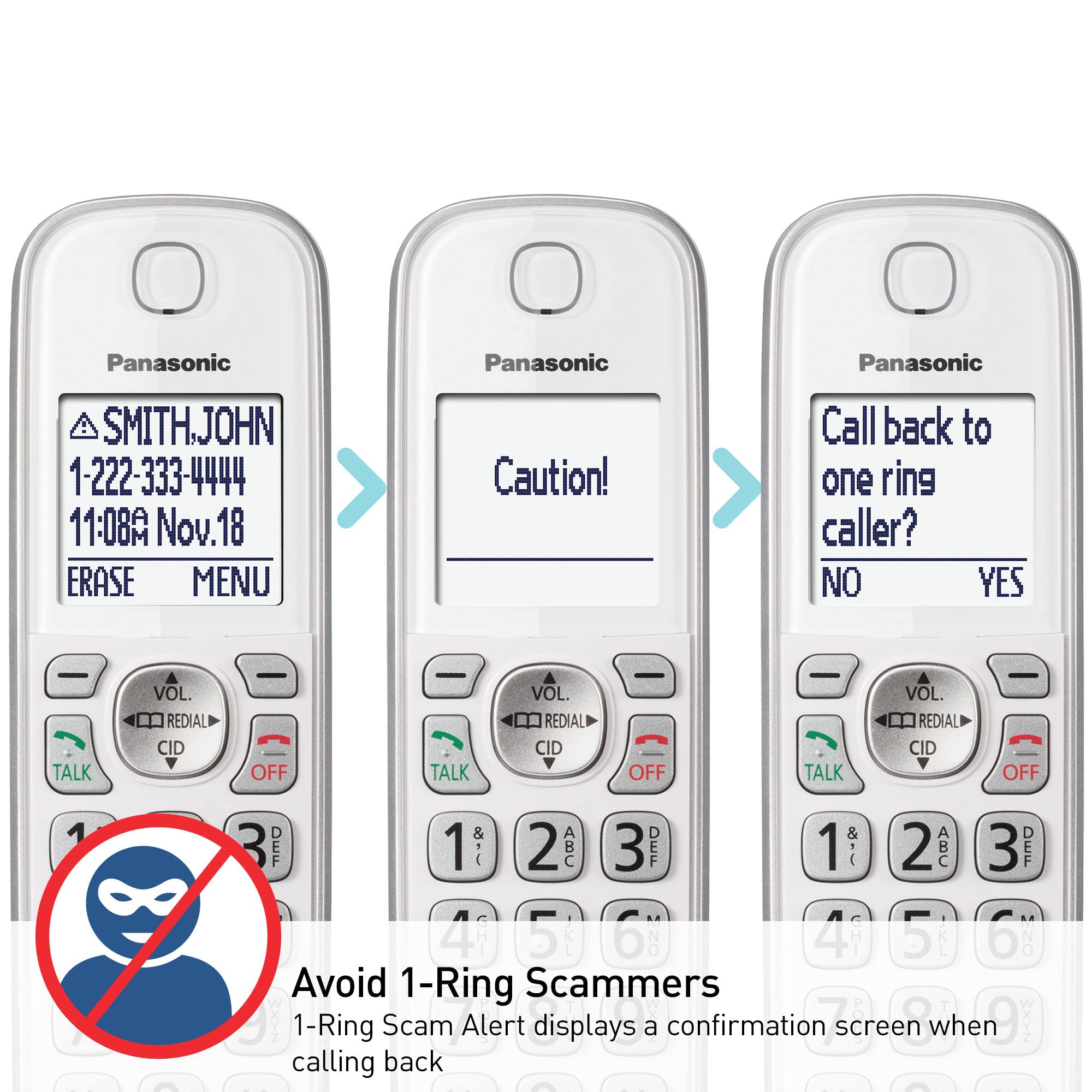 Close-up of Panasonic handset recording button showing 2-way recording capability