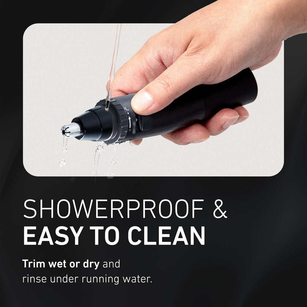 Panasonic stainless-steel blade profile highlighting hypoallergenic smooth finish