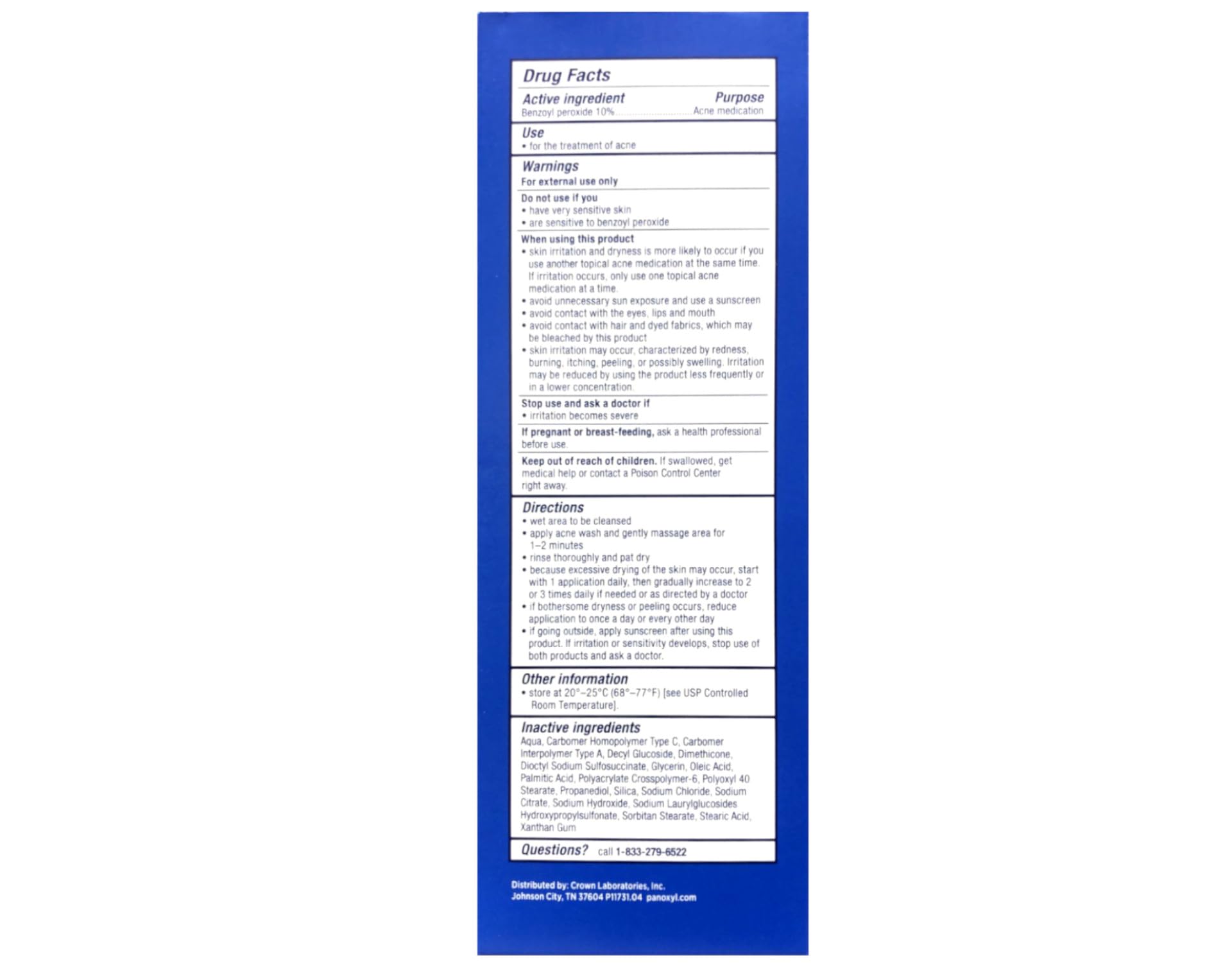 PanOxyl label detail highlighting active ingredient and unscented formula