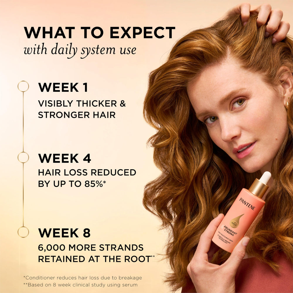 Pantene 2 oz size comparison beside hand to demonstrate portable travel-friendly benefit