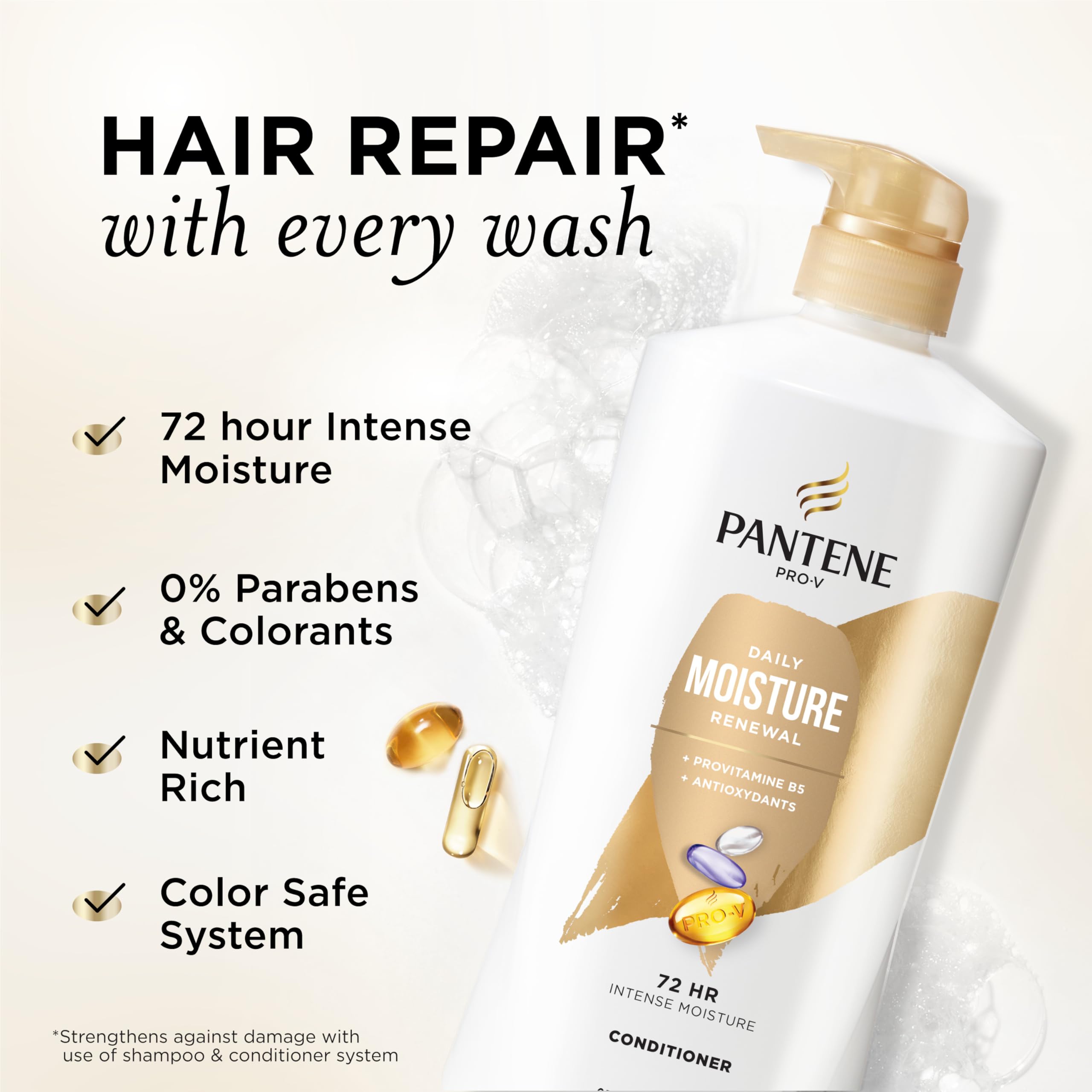 Pantene back label with ingredients and usage directions for clear guidance