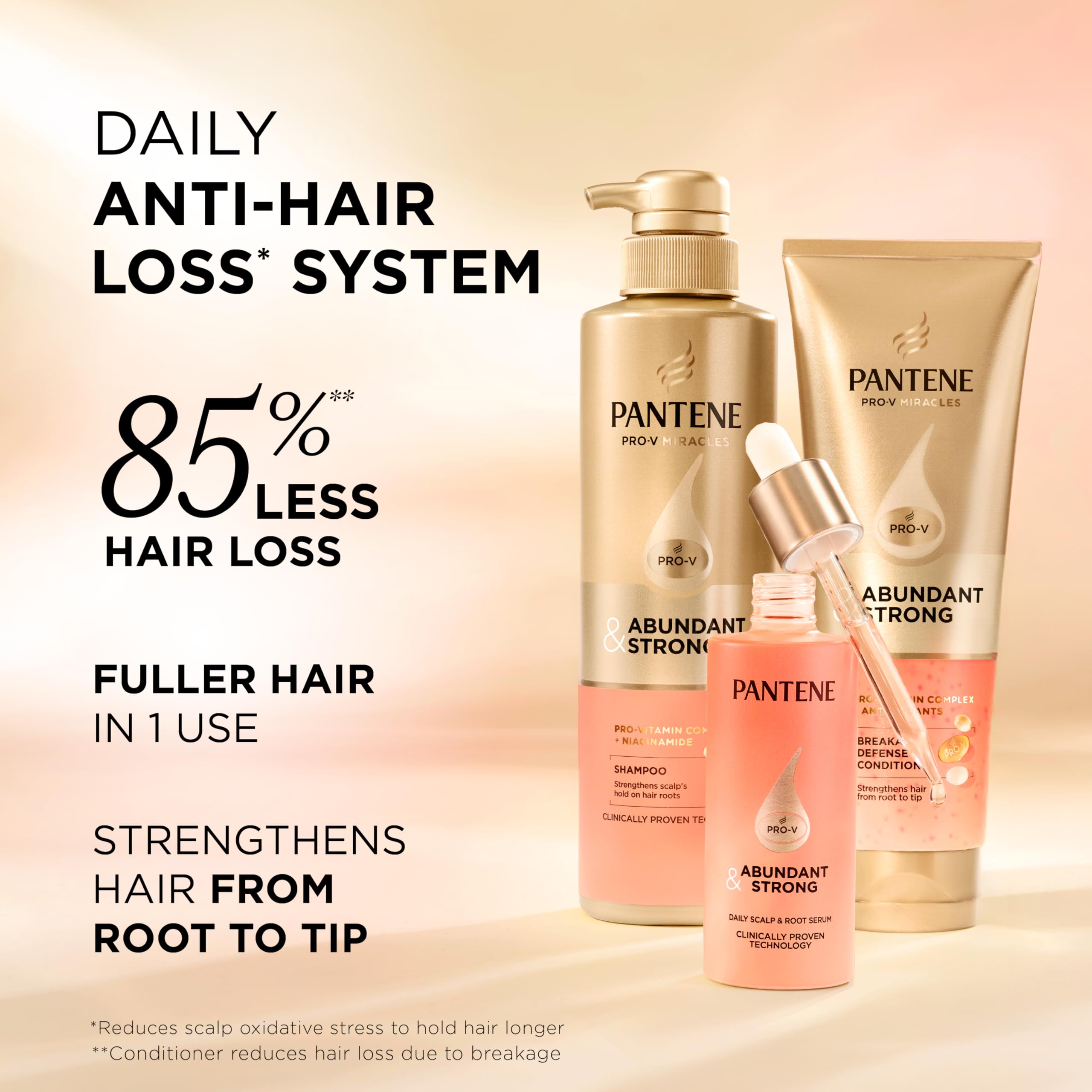 Pantene shampoo pump closeup highlighting easy dispensing and gentle cleansing action