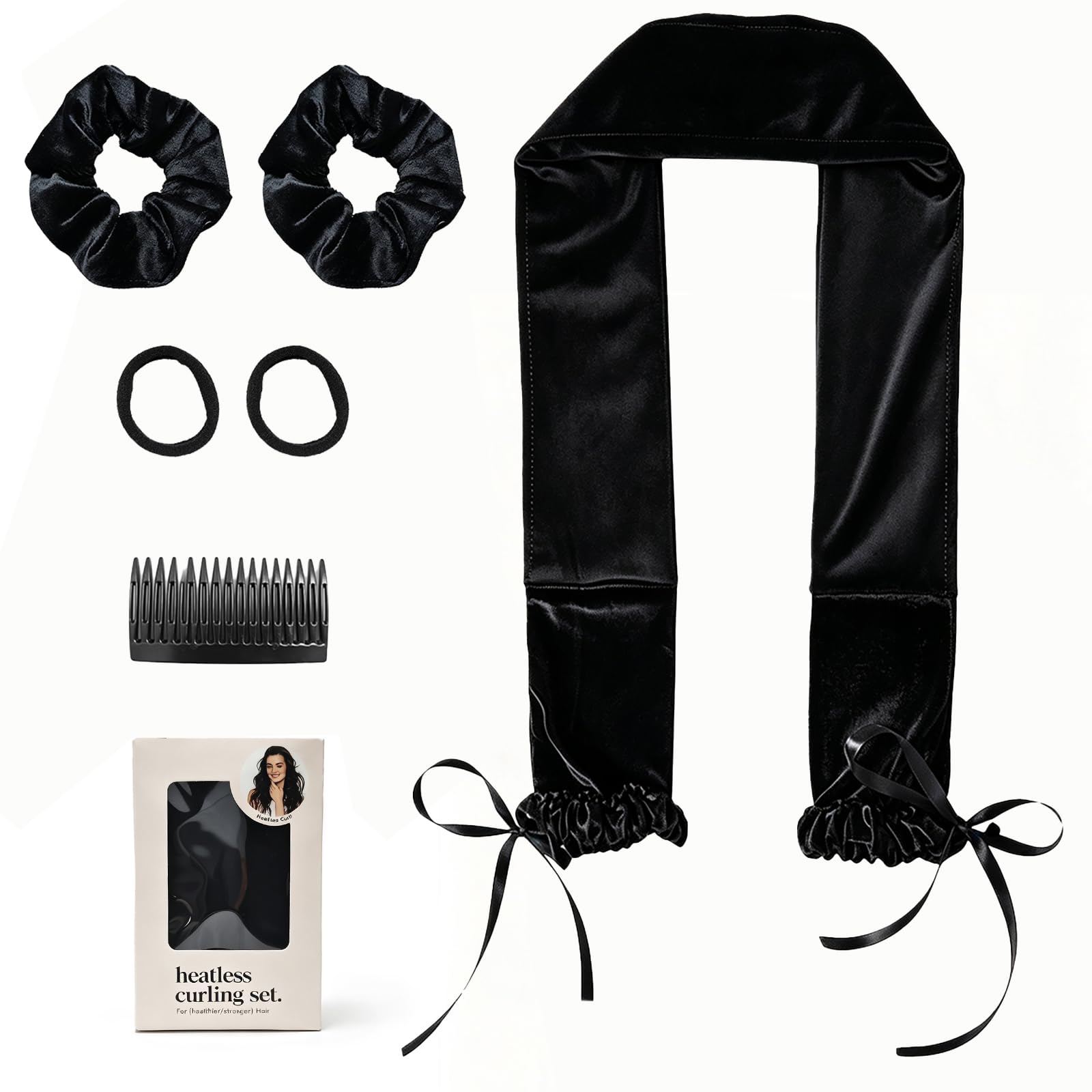 Panykoo kit front view showing band, rod, comb and accessories for easy styling