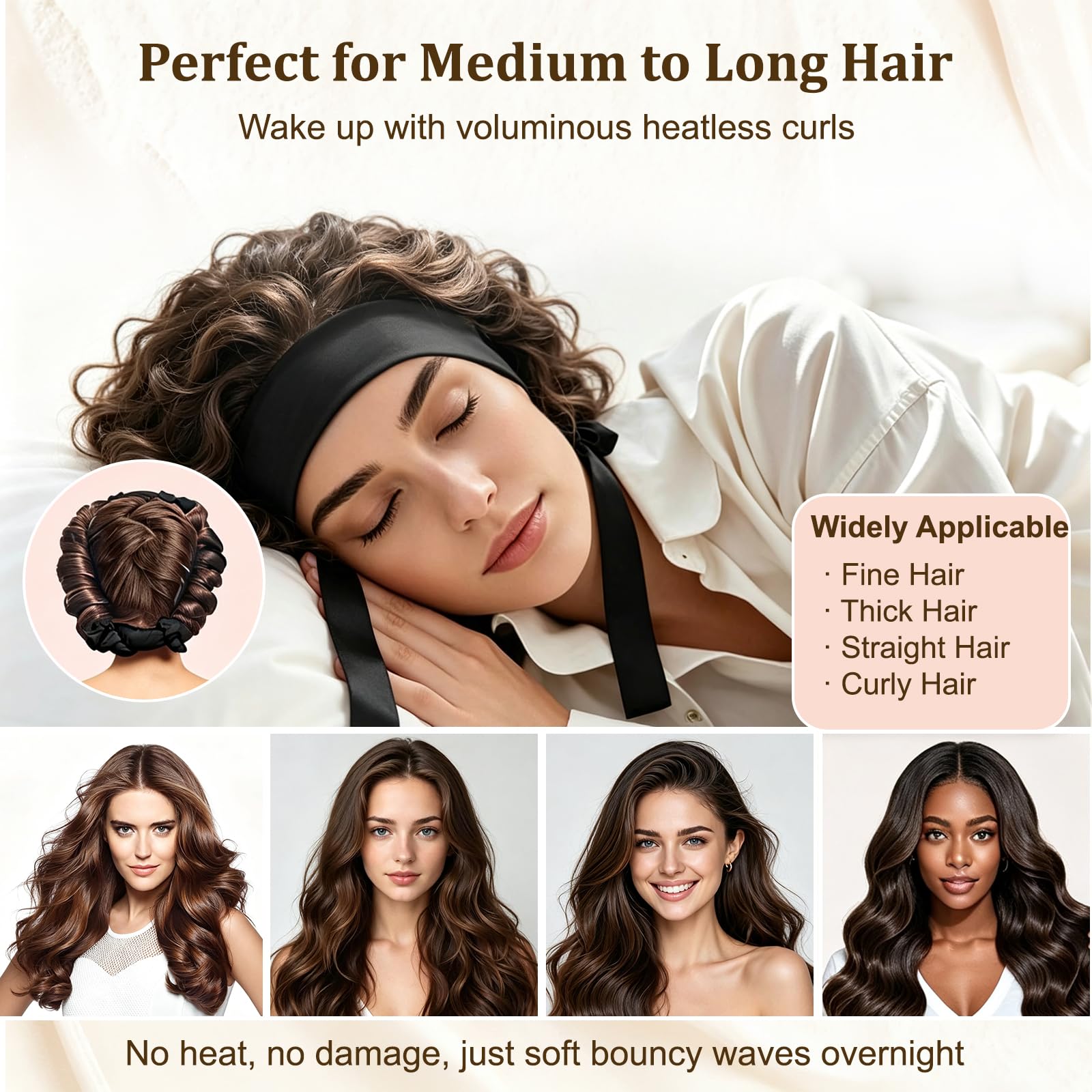 Panykoo in-use image of woman wrapping hair for overnight heatless curls