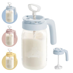 Papablic front view blue pitcher showing safe glass design and easy pouring