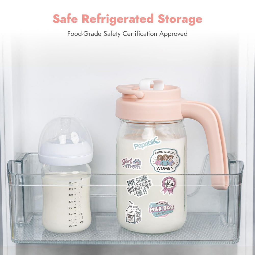 Papablic pitcher staged in nursery showing convenient preparation and storage