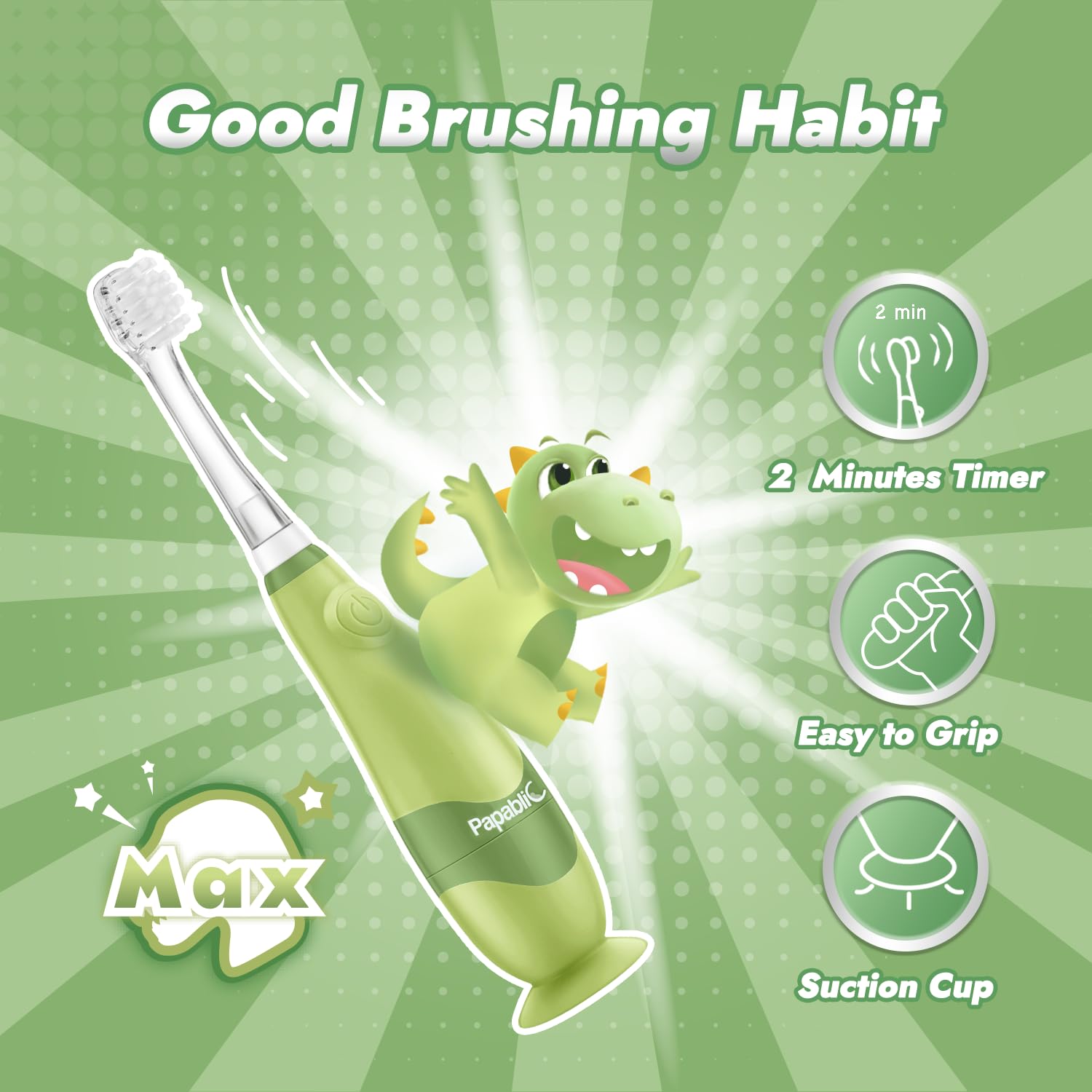 Papablic Max in a bathroom setting demonstrating routine use and family-friendly design