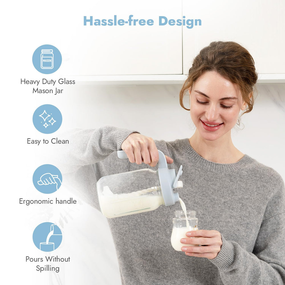 Papablic pitcher in hand demonstrating ergonomic handle and size