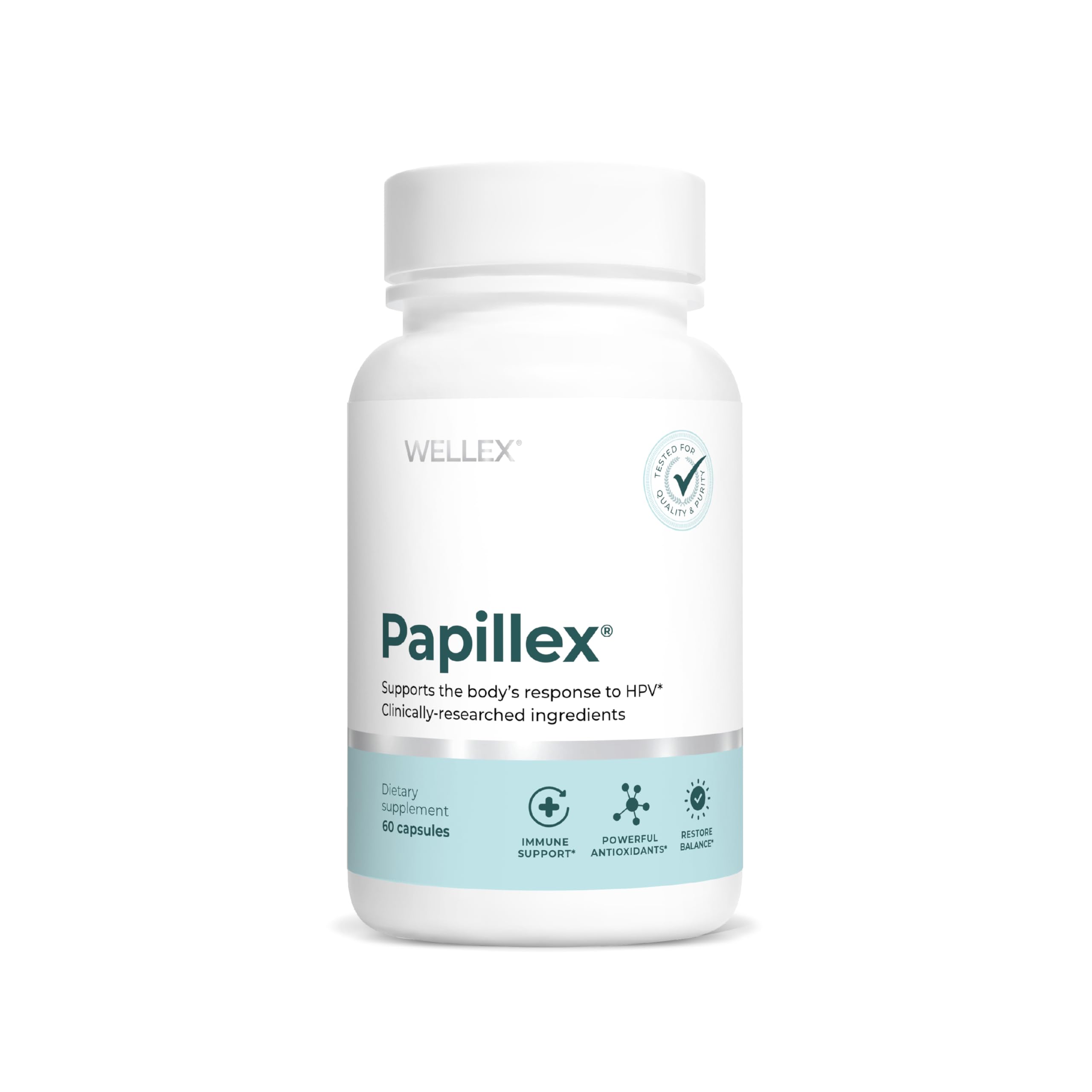 Papillex bottle front view displaying label and organic look benefits