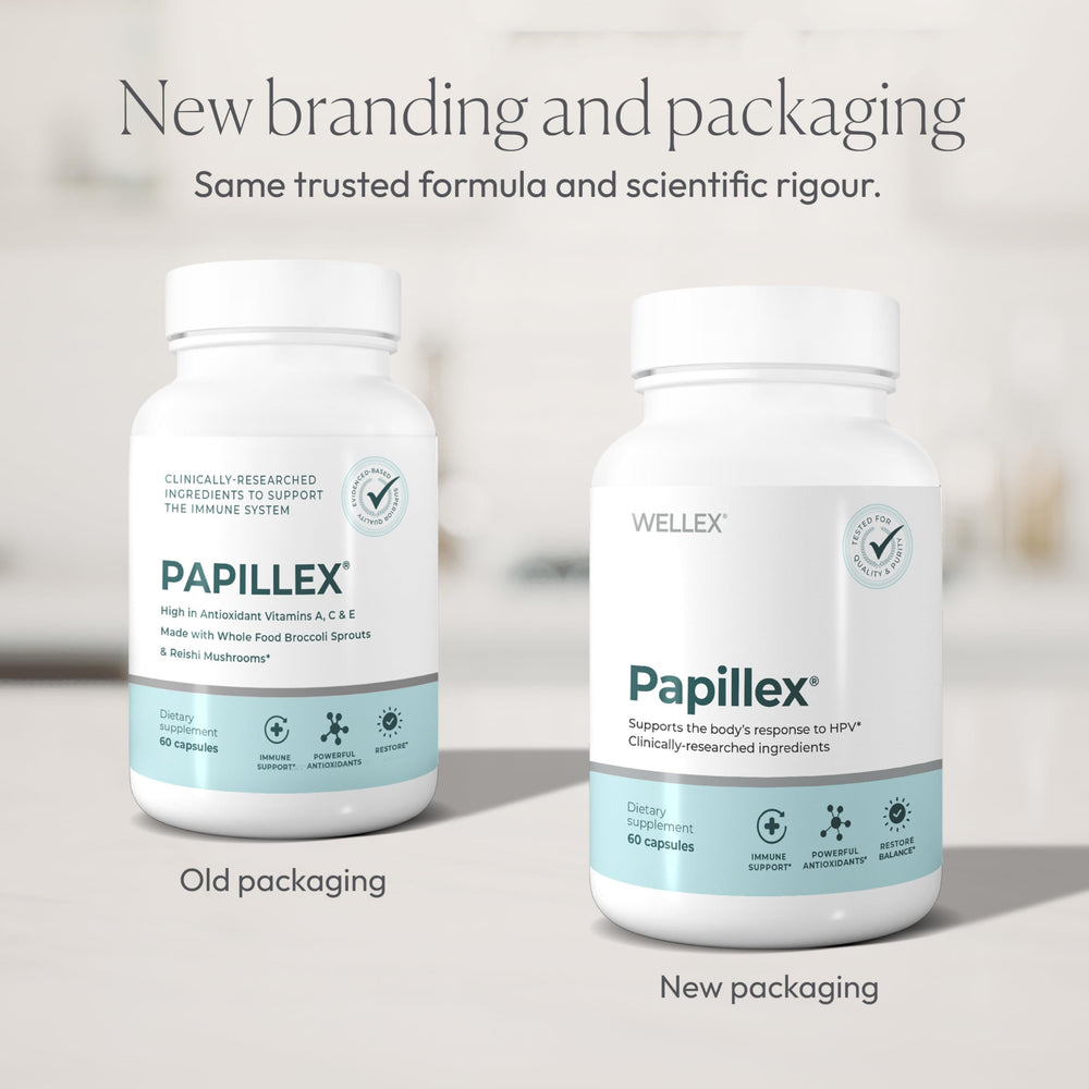 Papillex capsule close-up showing texture and easy-to-swallow vegan capsule