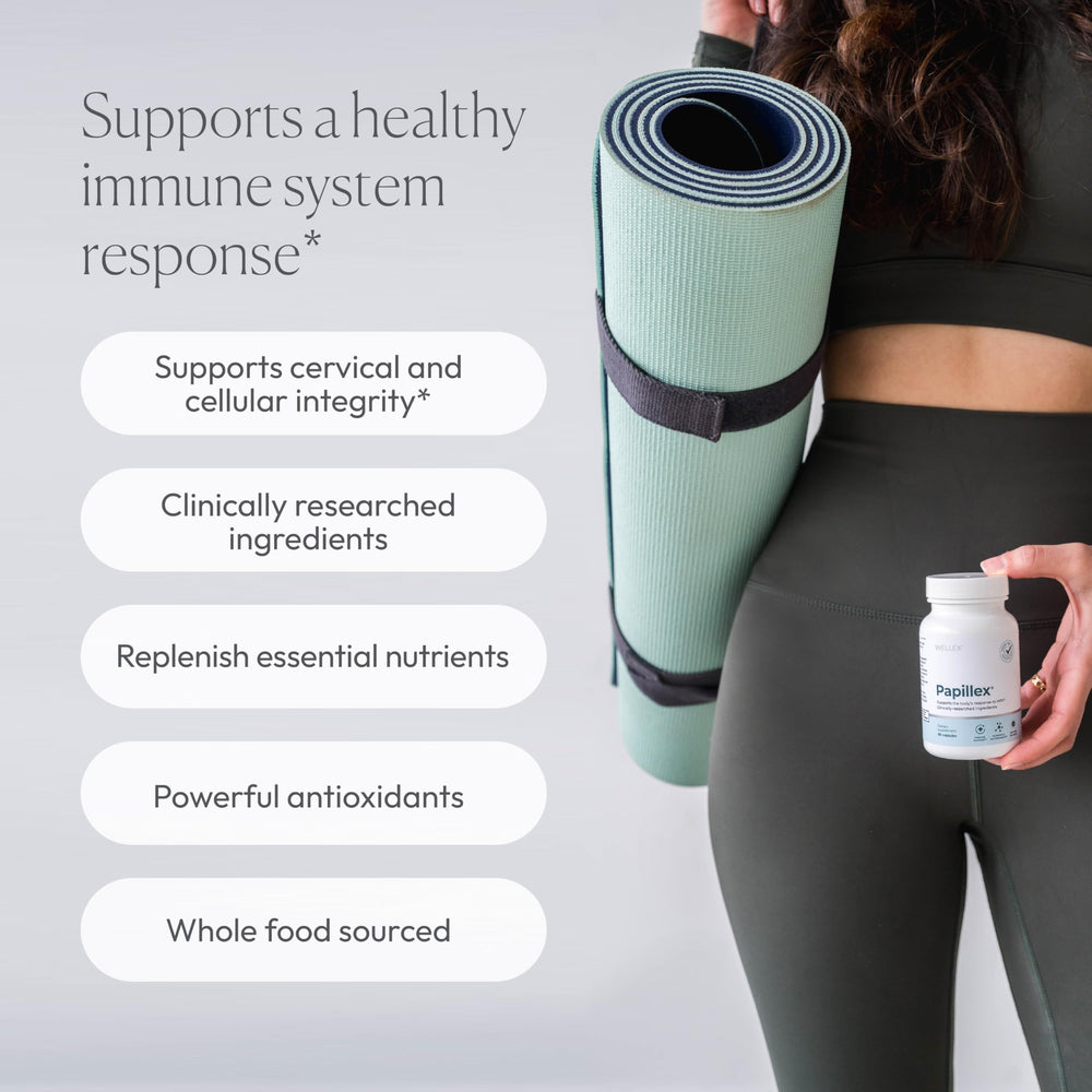 Papillex ingredients arranged: broccoli sprout, green tea, lycopene for antioxidant support