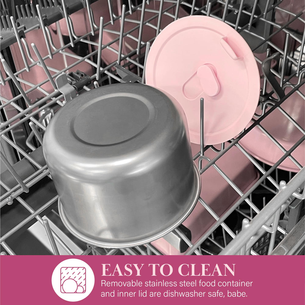 Paris Hilton dishwasher-safe inner dish and lid ready for top-rack cleaning convenience