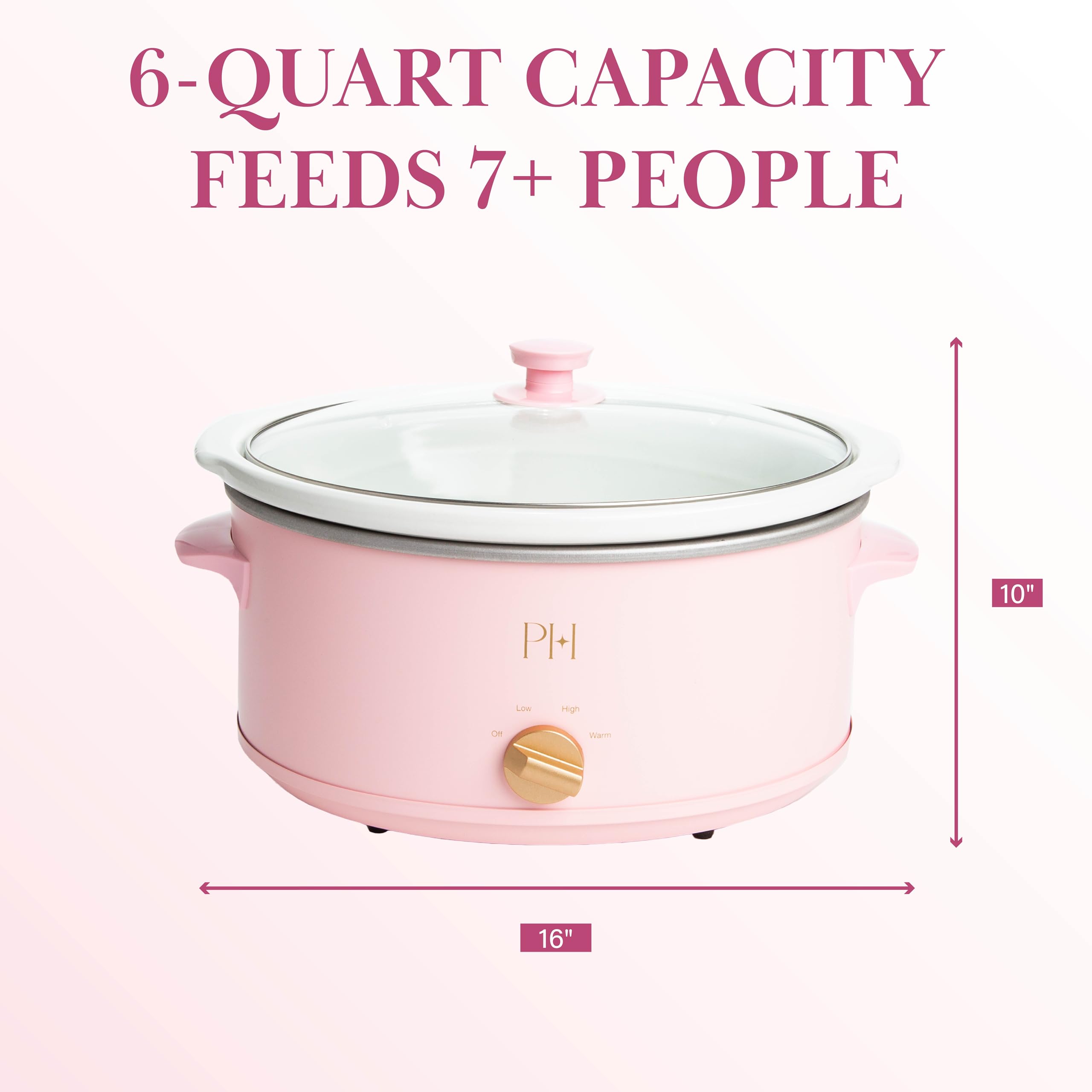 Paris Hilton slow cooker tempered glass lid and pink knob detail for visible cooking and heat retention benefit