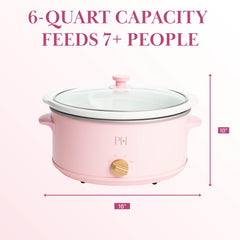 Paris Hilton slow cooker tempered glass lid and pink knob detail for visible cooking and heat retention benefit