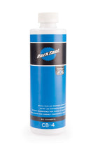 Park Tool CB-4 bottle front view showing label and flip-top cap for mess-free pouring