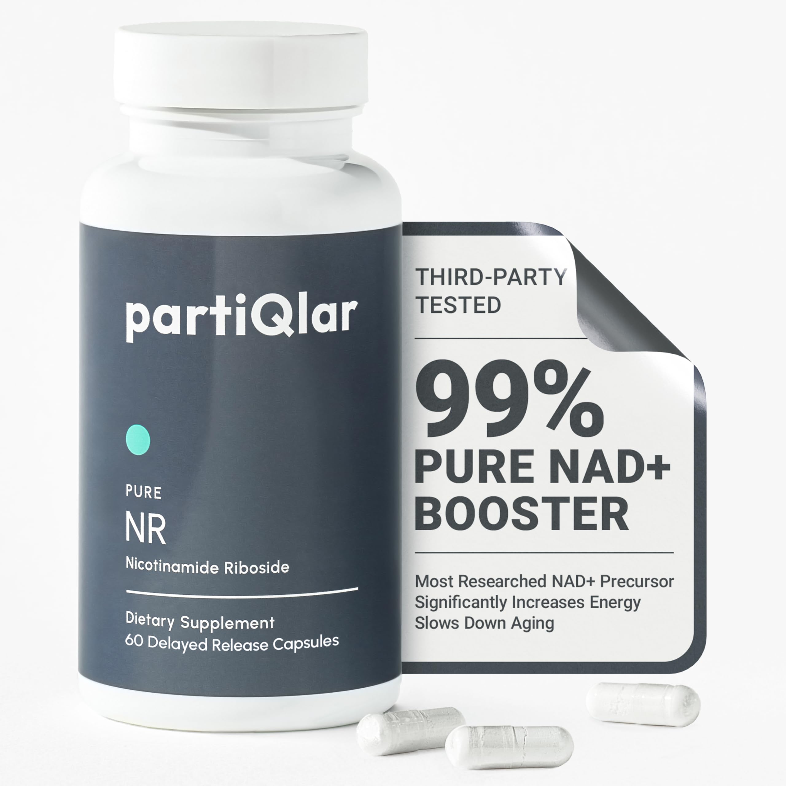 partiQlar front packaging showing bottle and label, clear ingredient benefit