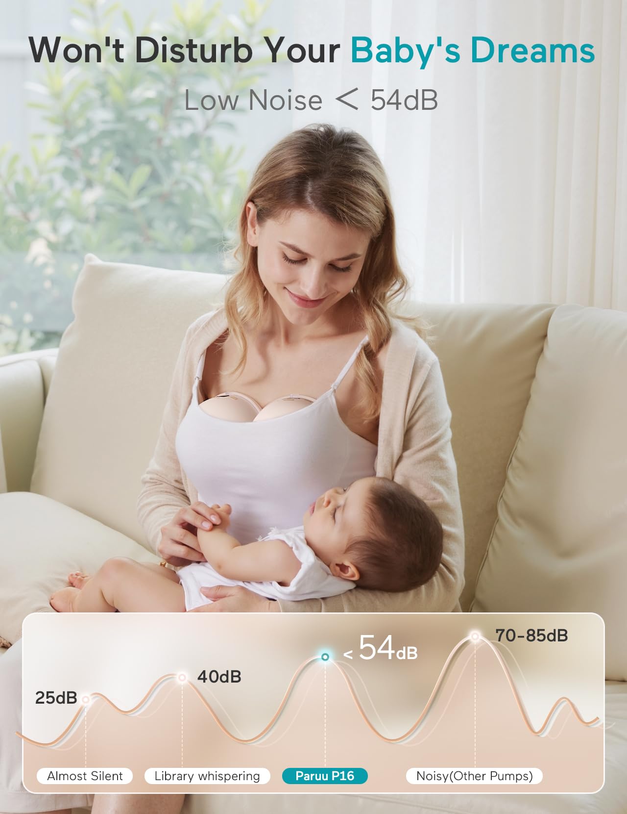 Paruu pump held in hand to illustrate compact size and portability