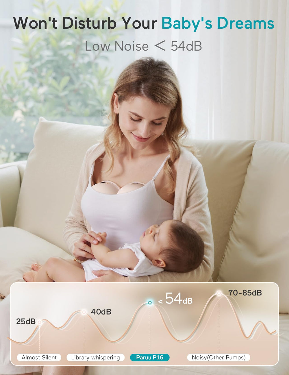 Paruu pump held in hand to illustrate compact size and portability
