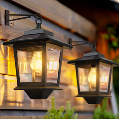 PASAMIC front view mounted lantern shows warm light and curb appeal