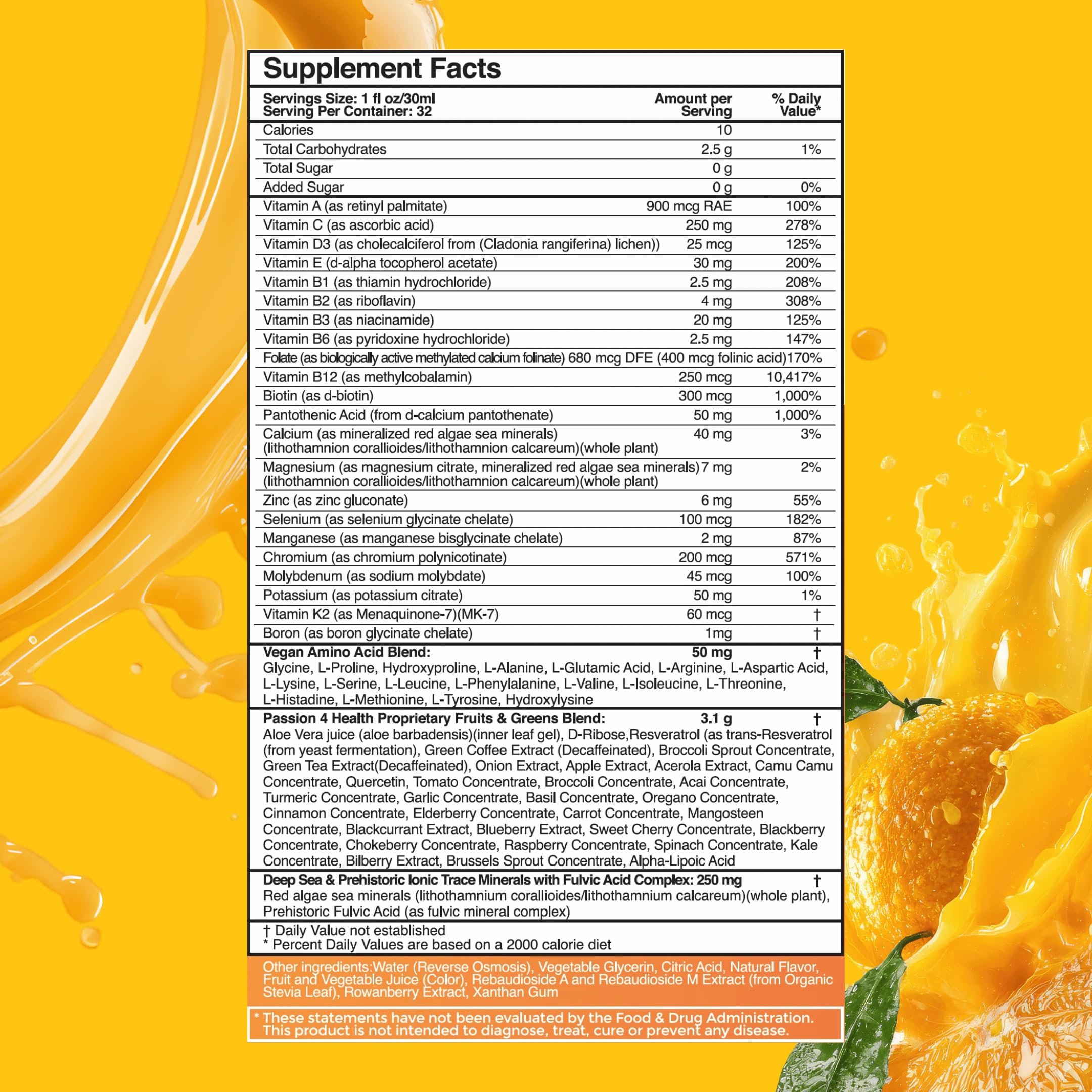 Passion 4 Life close-up label detail revealing nutrient blend and purity information