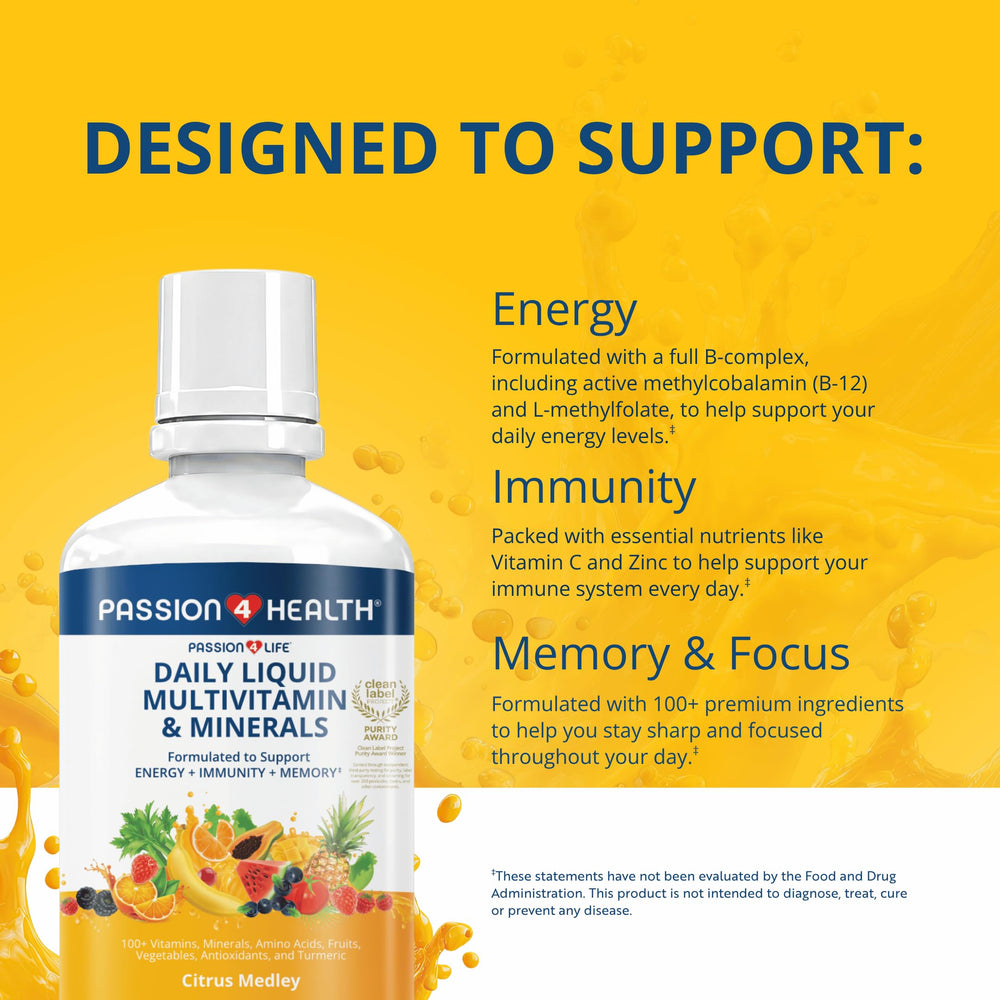 Passion 4 Life ingredient list detail displaying vitamins, minerals and amino acids