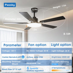 Passky blade detail showing black and walnut dual finish for flexible decor coordination