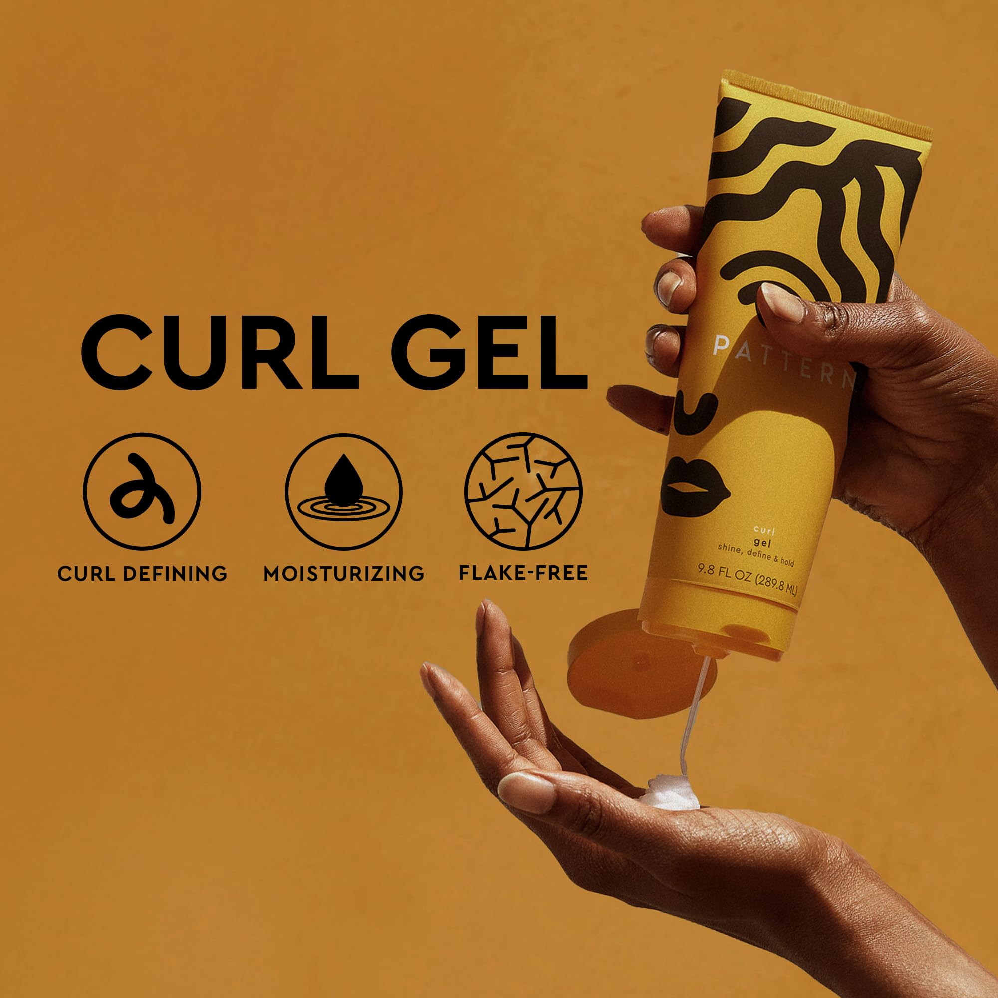 PATTERN curl gel being applied to damp curls for defined clumps and reduced frizz