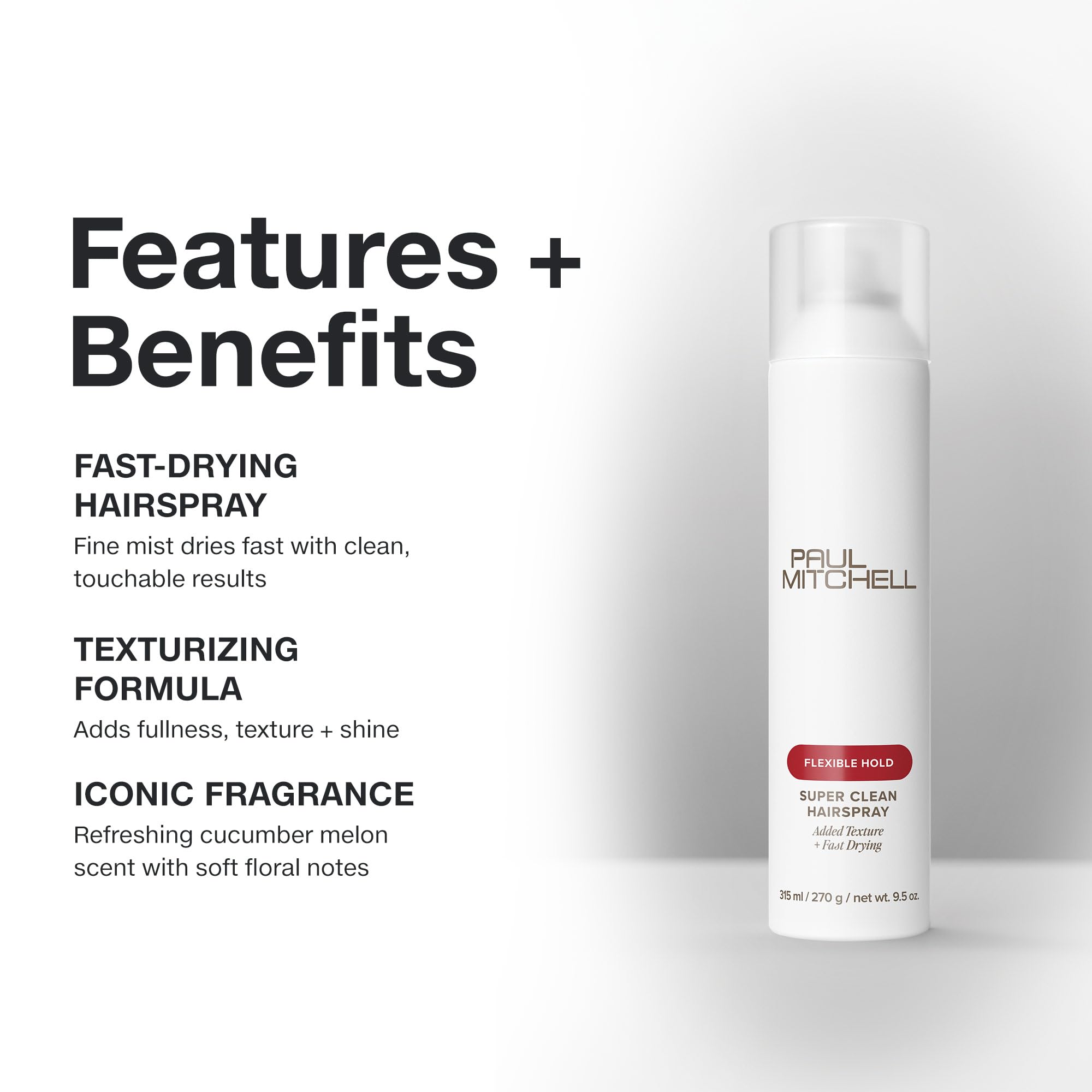 Paul Mitchell fine mist spray demonstrating even coverage and fast-drying benefit