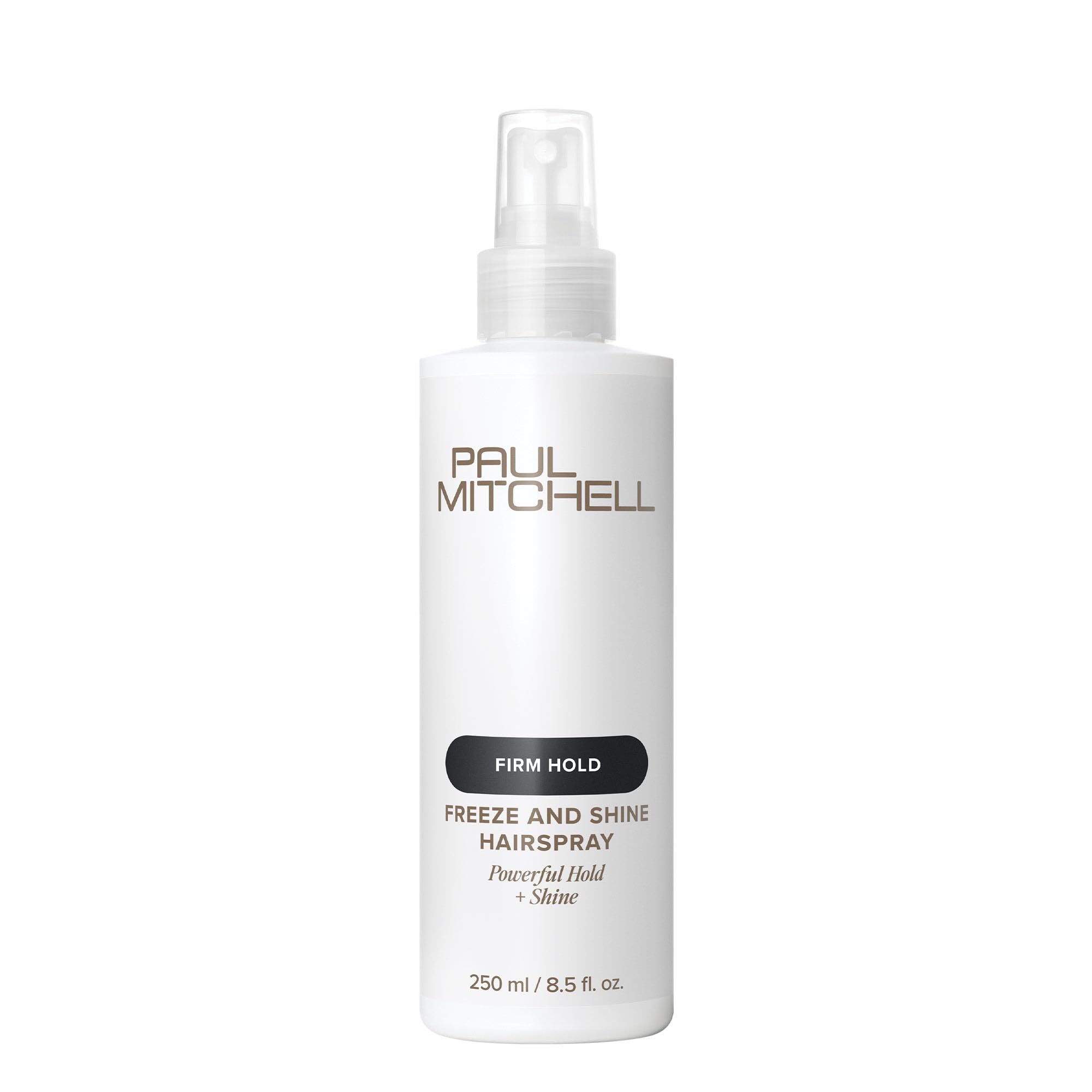 Paul Mitchell front bottle showing product name and glossy finish benefit