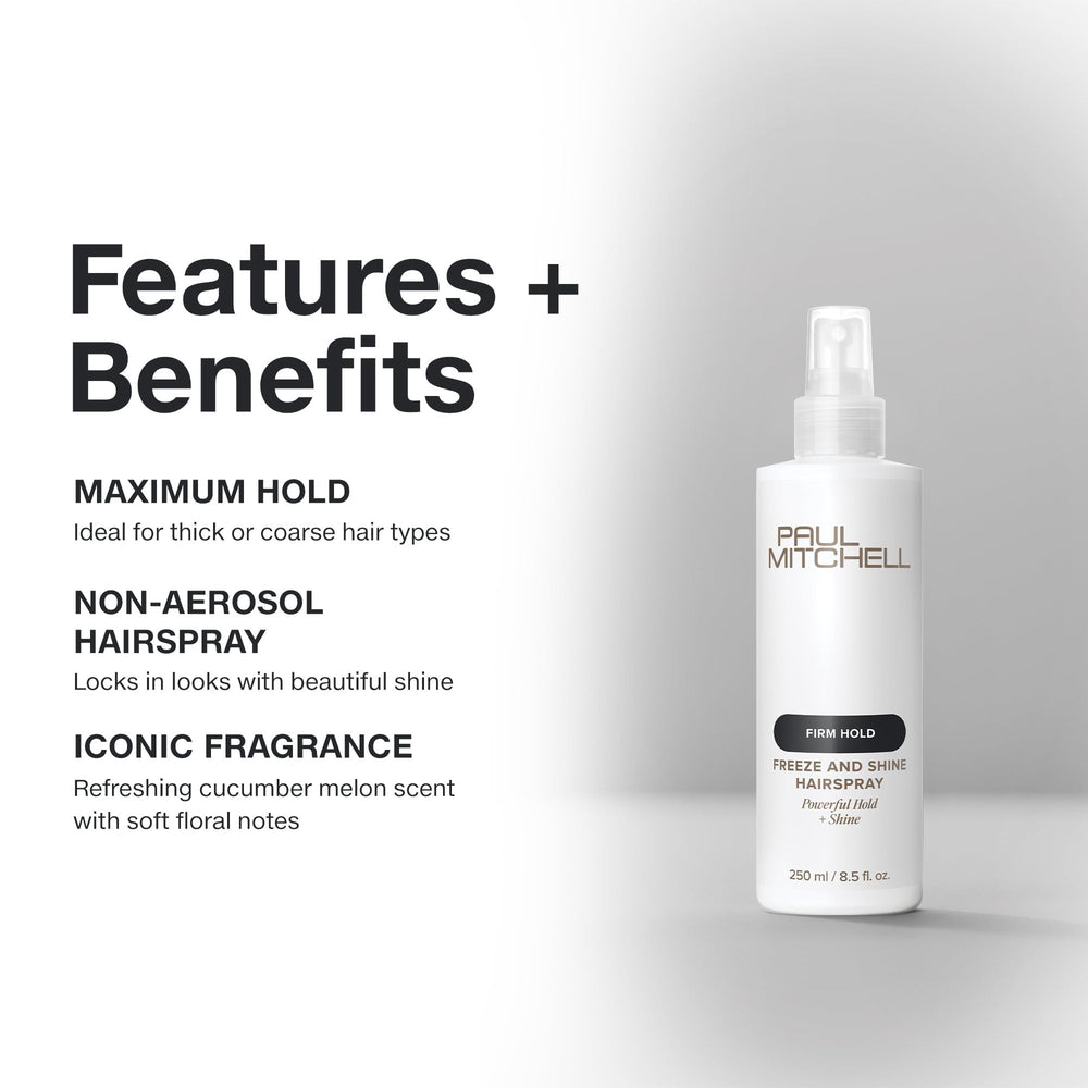 Paul Mitchell spray close-up demonstrating fine mist for even hold