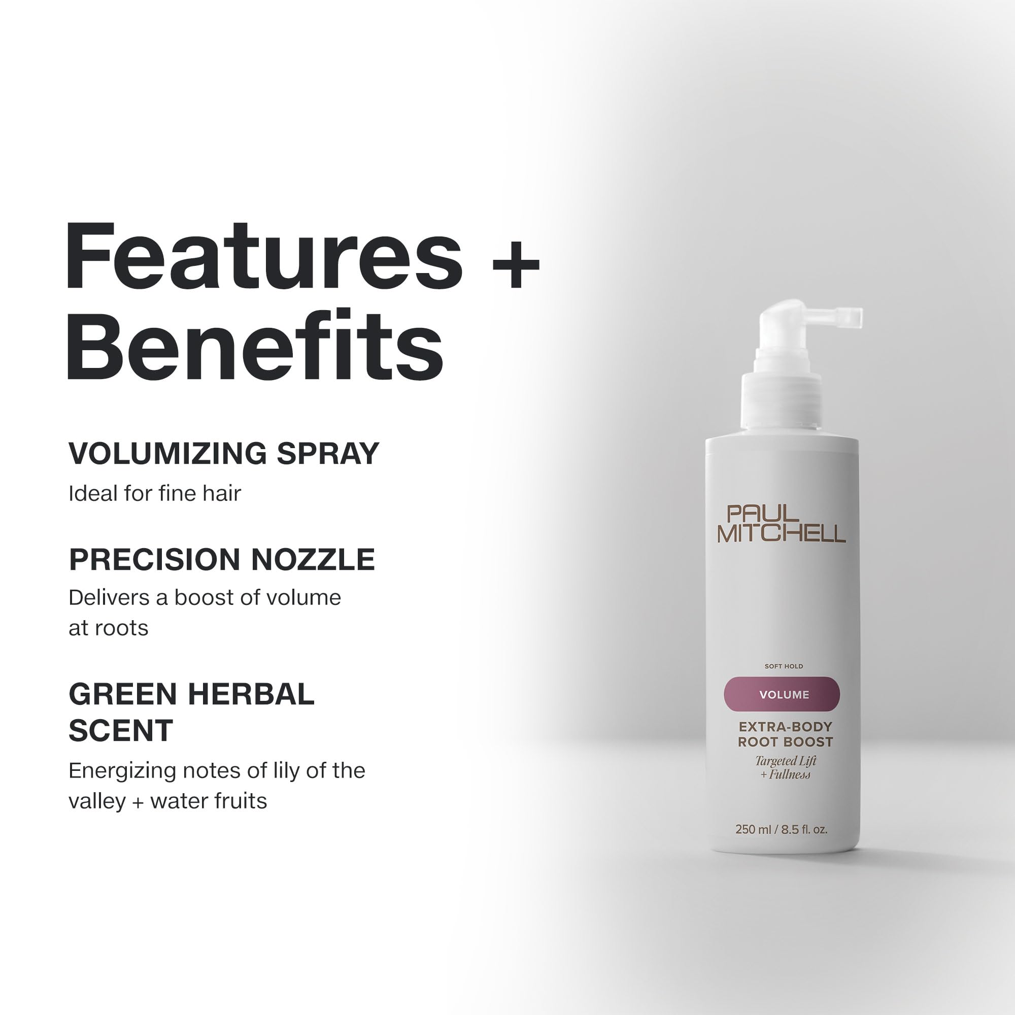 Paul Mitchell spray in action lifting roots for instant volume