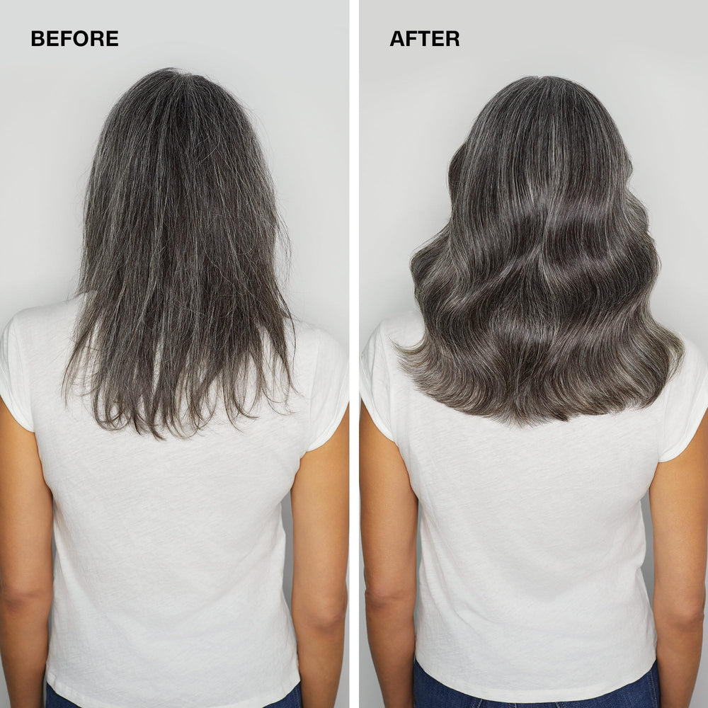 Paul Mitchell before and after fine hair showing visibly thicker, more voluminous strands