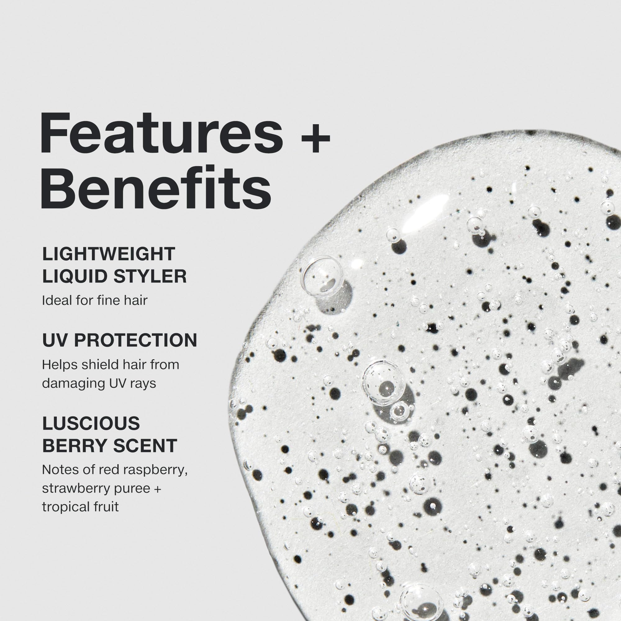 Paul Mitchell close-up of liquid texture demonstrating lightweight body-building finish