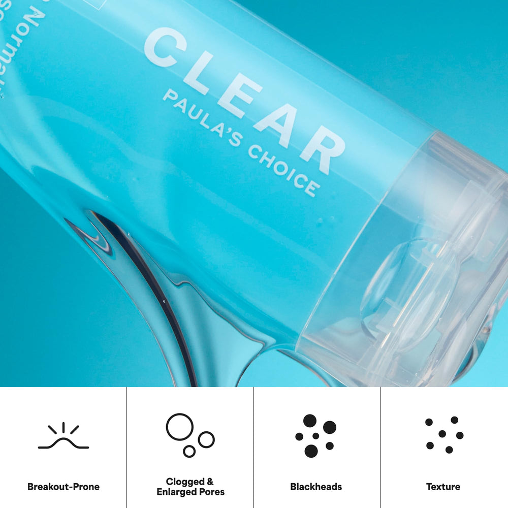 Paula's Choice CLEAR next to coin showing 1.6 oz scale and travel-friendly size