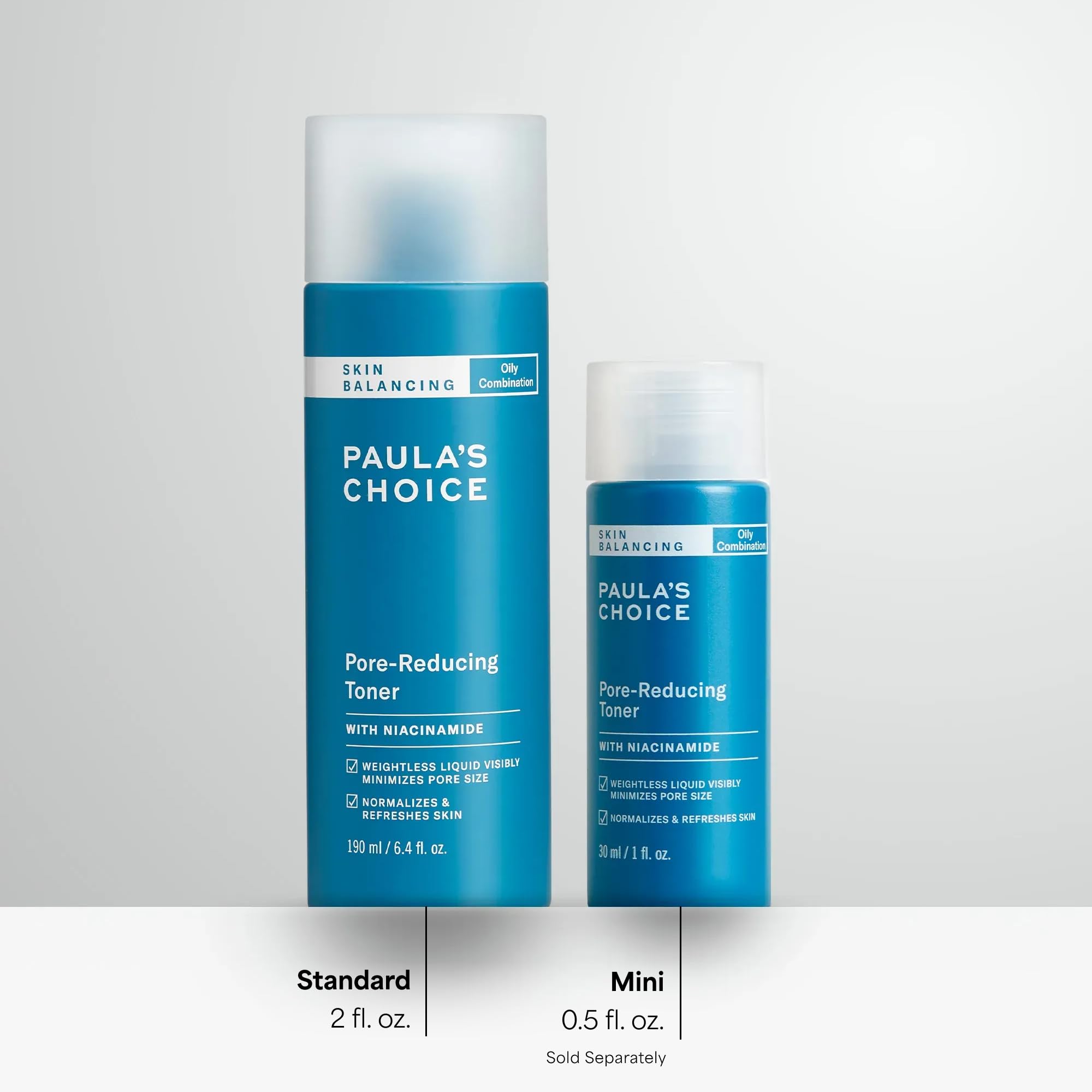 Paula's Choice before and after refined-skin concept showing minimized pores