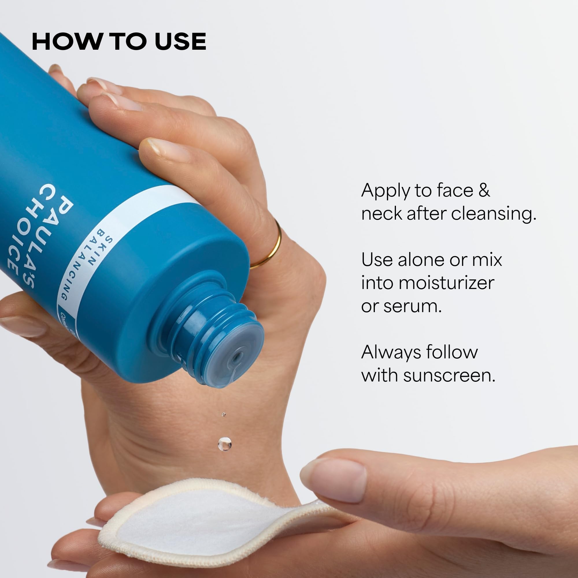 Paula's Choice bottle held in hand to show 6.4 fl oz size scale