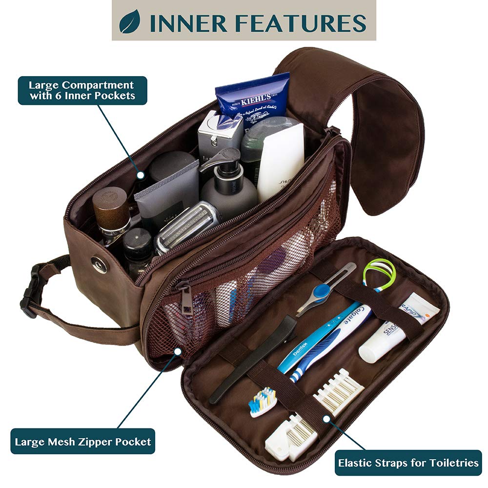 PAVILIA toiletry bag open showing wide zip access for quick packing benefit