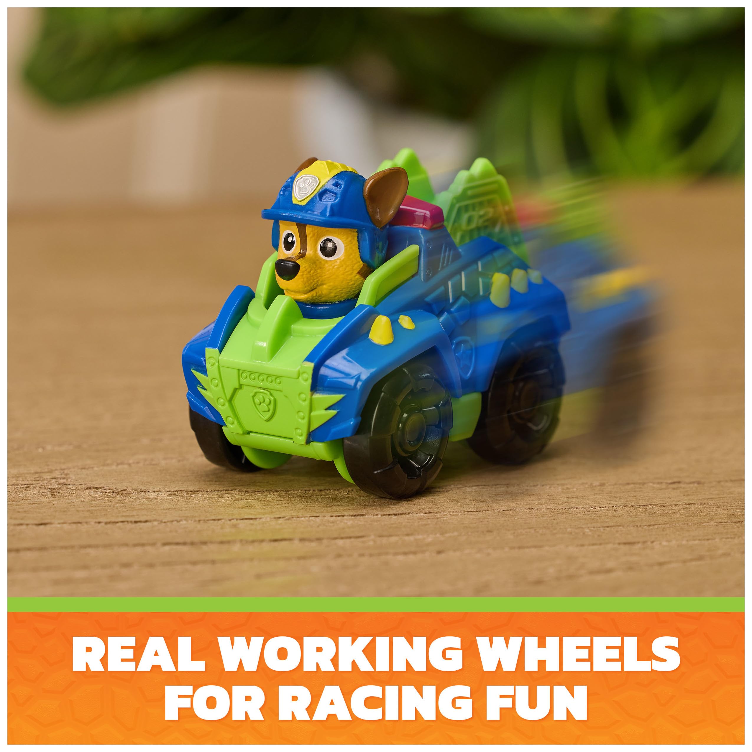PAW Patrol six racers side-by-side for scale and team variety