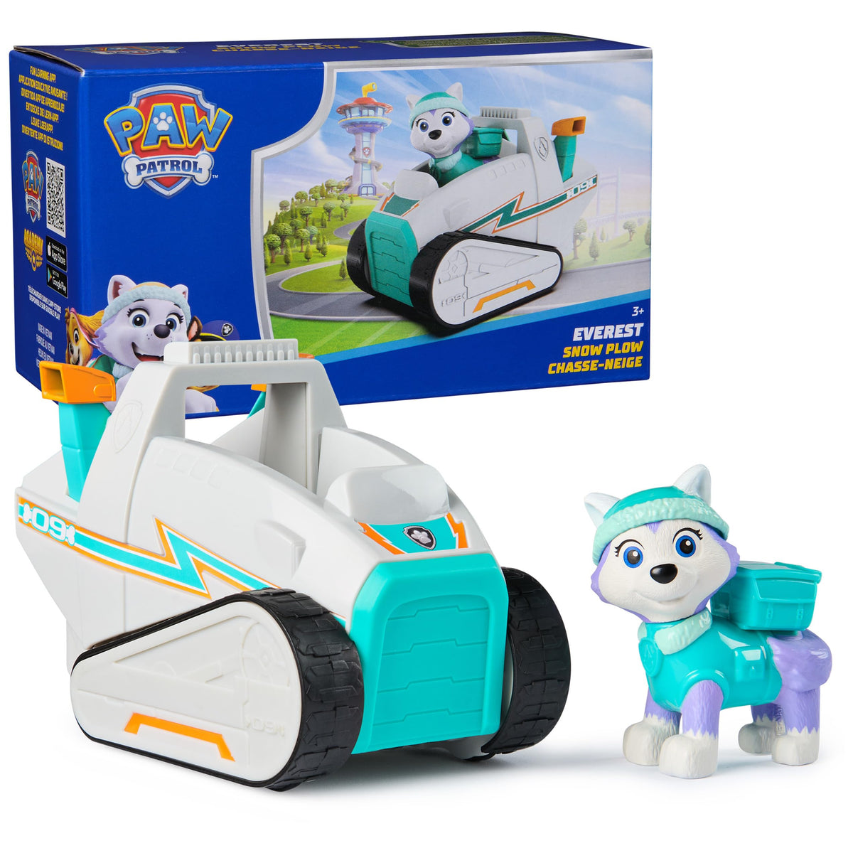Paw Patrol Everest front packaging showing collectible figure and vehicle benefits