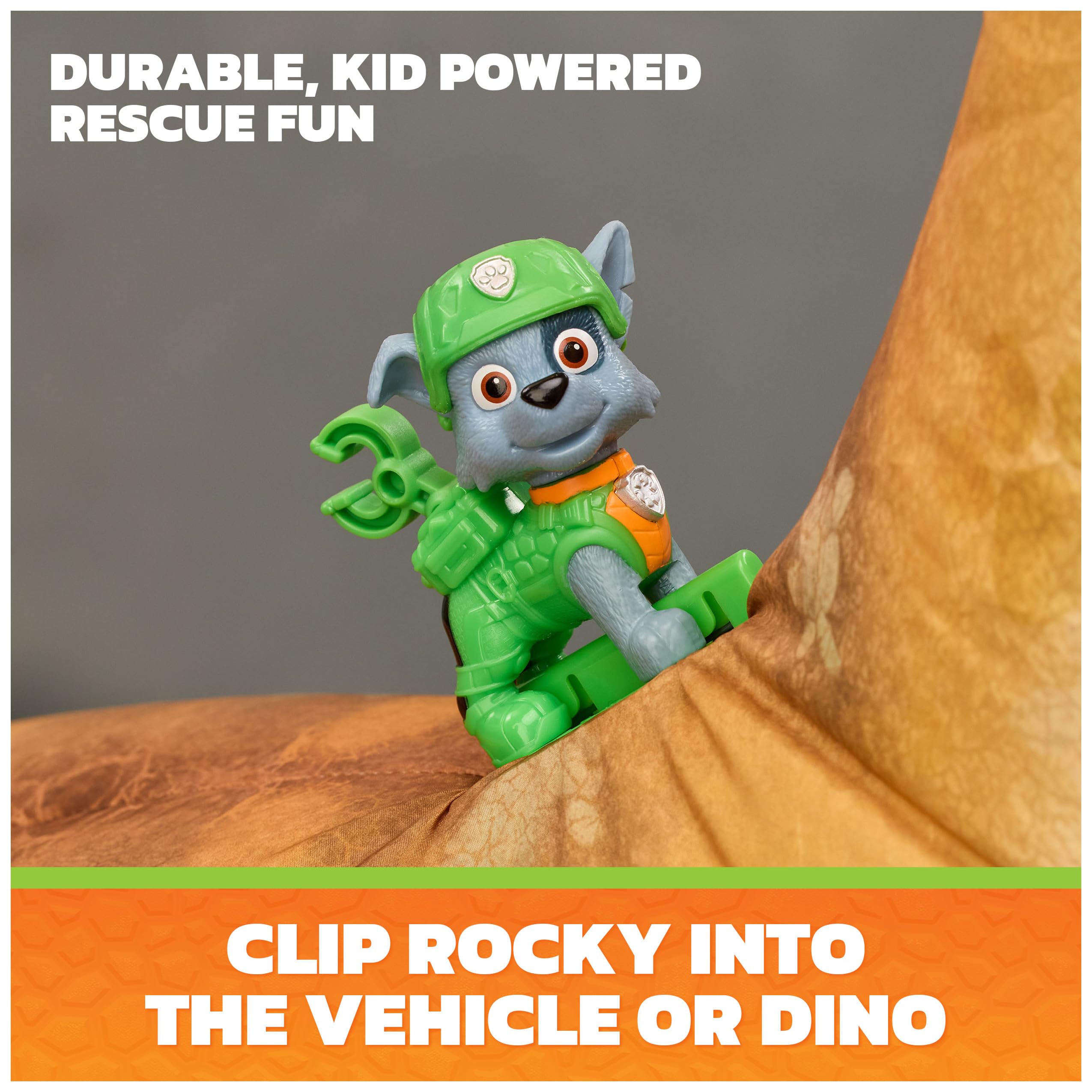 PAW Patrol dinosaur wheel detail highlighting smooth rolling for independent dino play