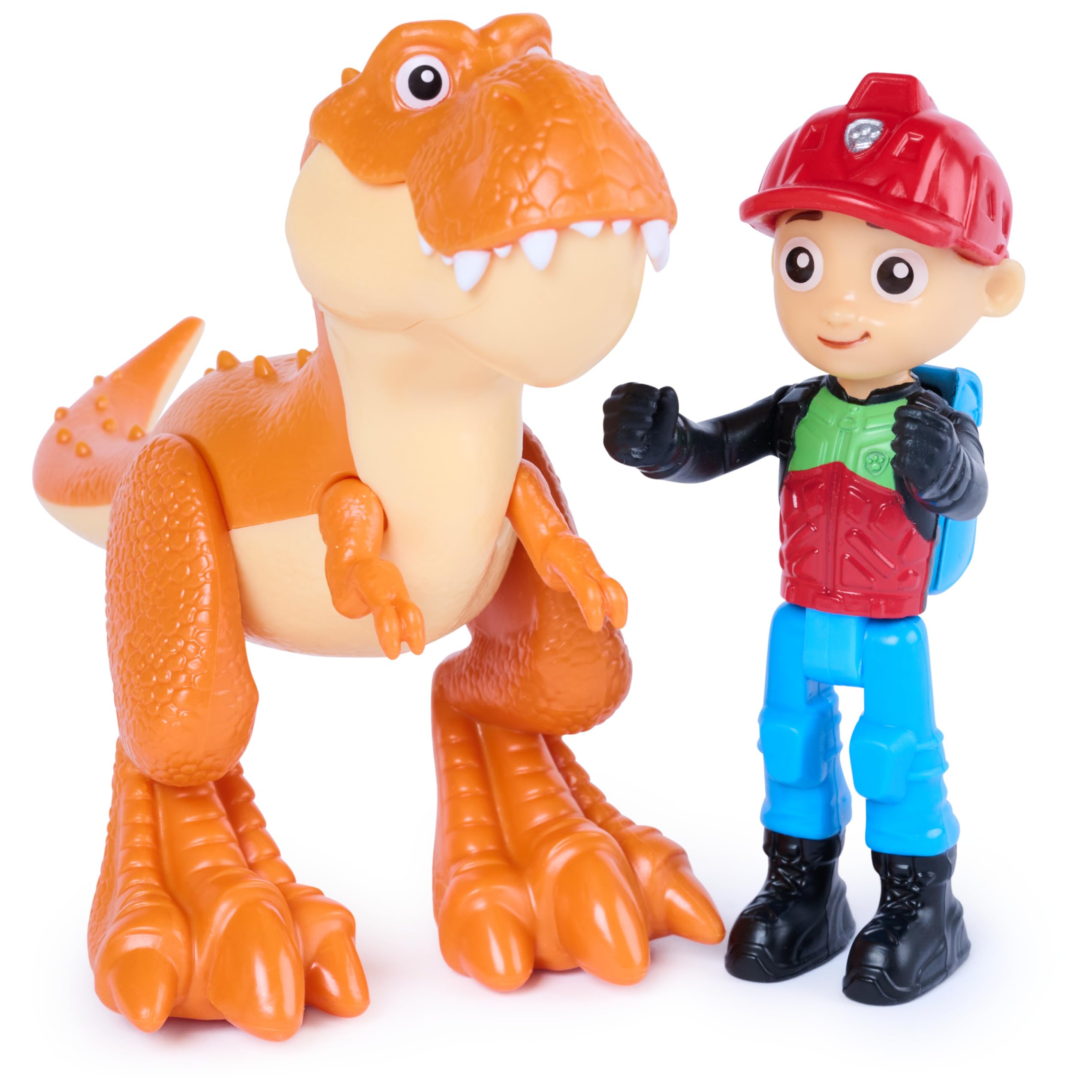 PAW Patrol figures next to child hand showing scale and benefit: preschooler‑friendly size