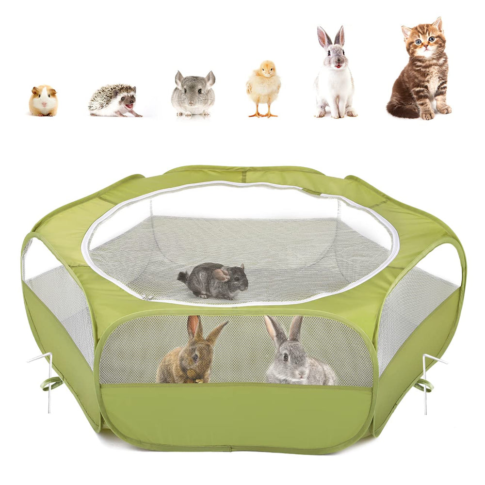 Pawaboo front view playpen showing green mesh and visibility benefit