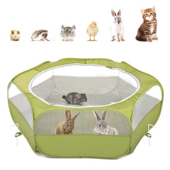 Pawaboo front view playpen showing green mesh and visibility benefit