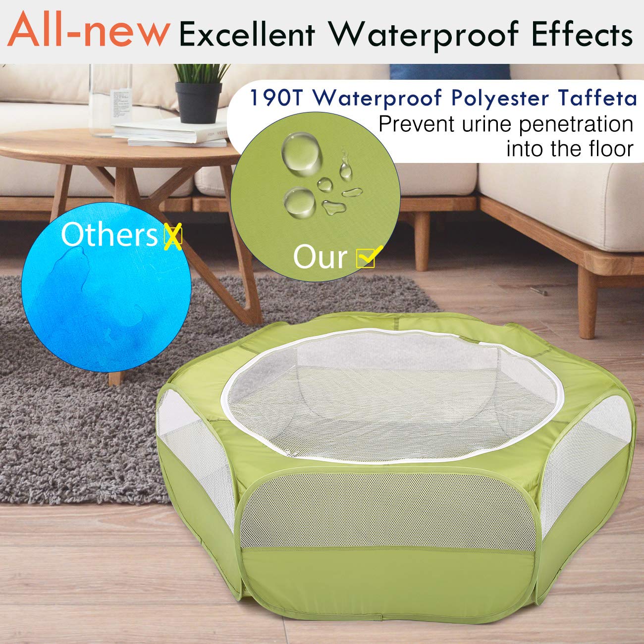 Pawaboo water-resistant base detail protecting floors from spills benefit