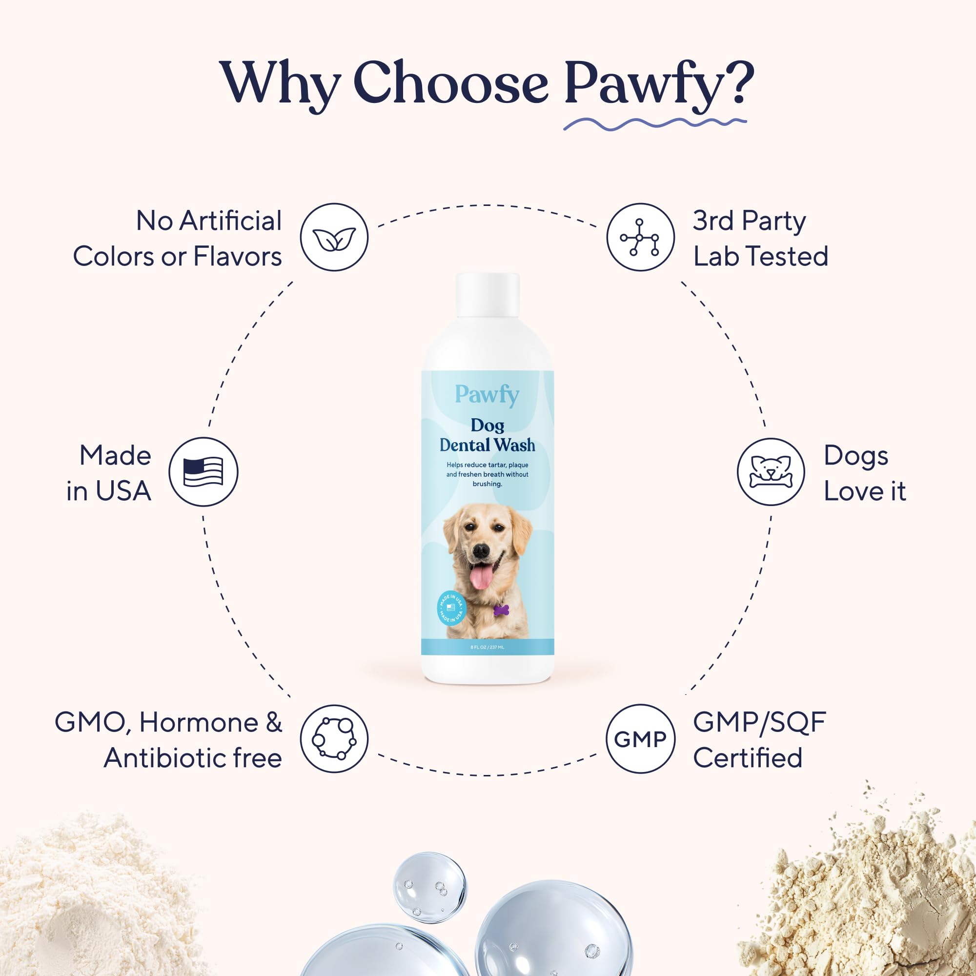 Owner and dog together with Pawfy-treated water for routine oral hygiene